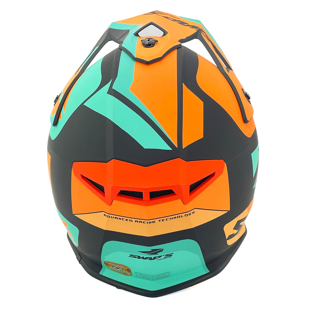 Mx Helmet Lg 60 Black/Orange, Swap'S S818 Full Face Csw7G5104, !! Acu Gold Approved !!