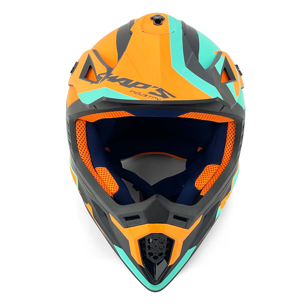 Mx Helmet Xl 62 Black/Orange, Swap'S S818 Full Face Csw7G5105, !! Acu Gold Approved !!