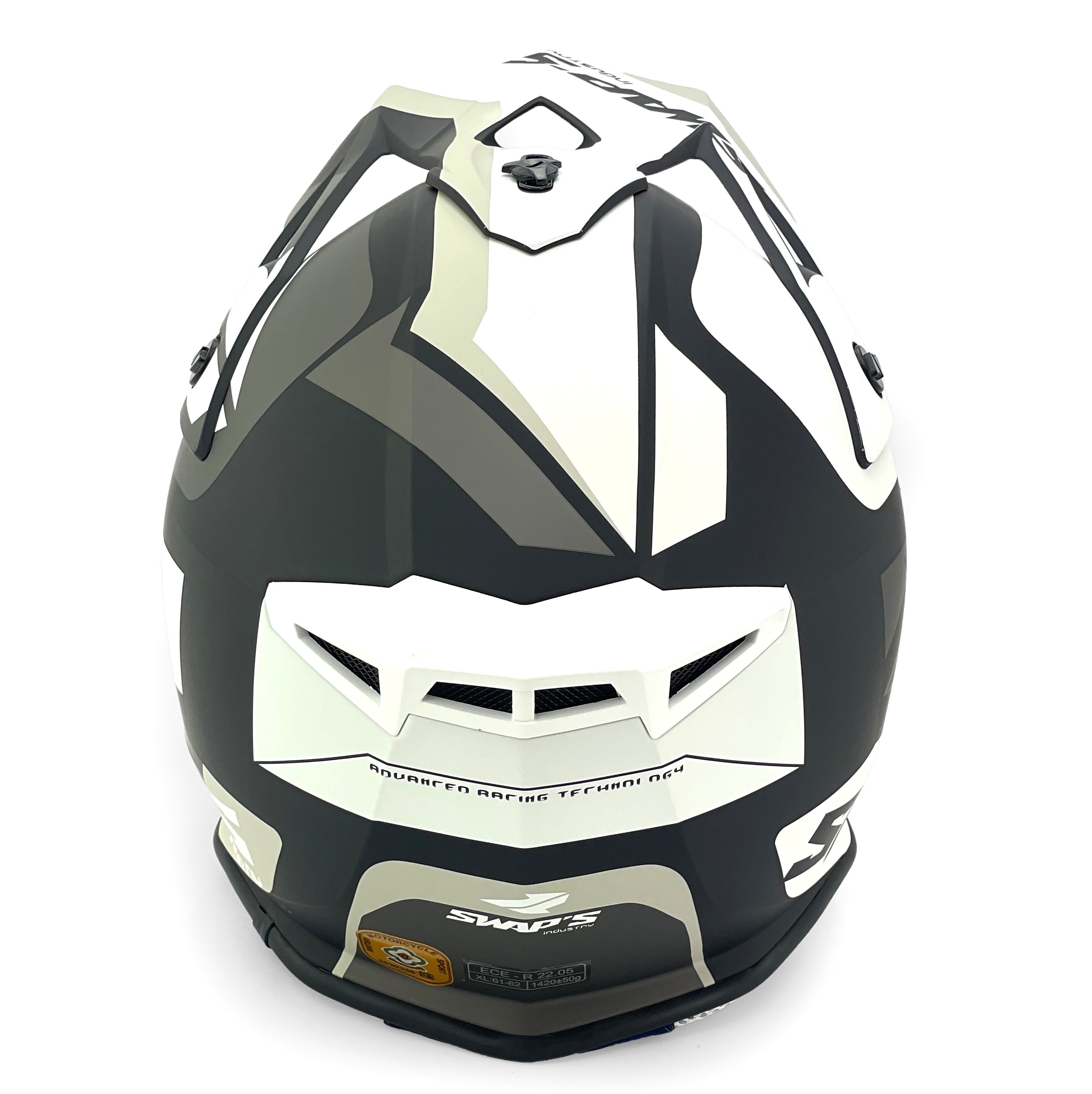 Mx Helmet Xl 62 Black/White, Swap'S S818 Full Face Csw5G1105, !! Acu Gold Approved !!
