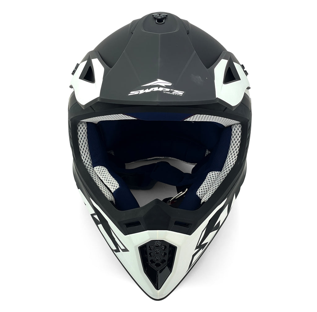 Mx Helmet Xl 62 Black/White 21, Swap'S S818 Full Face Csw5F0105, !! Acu Gold Approved !!