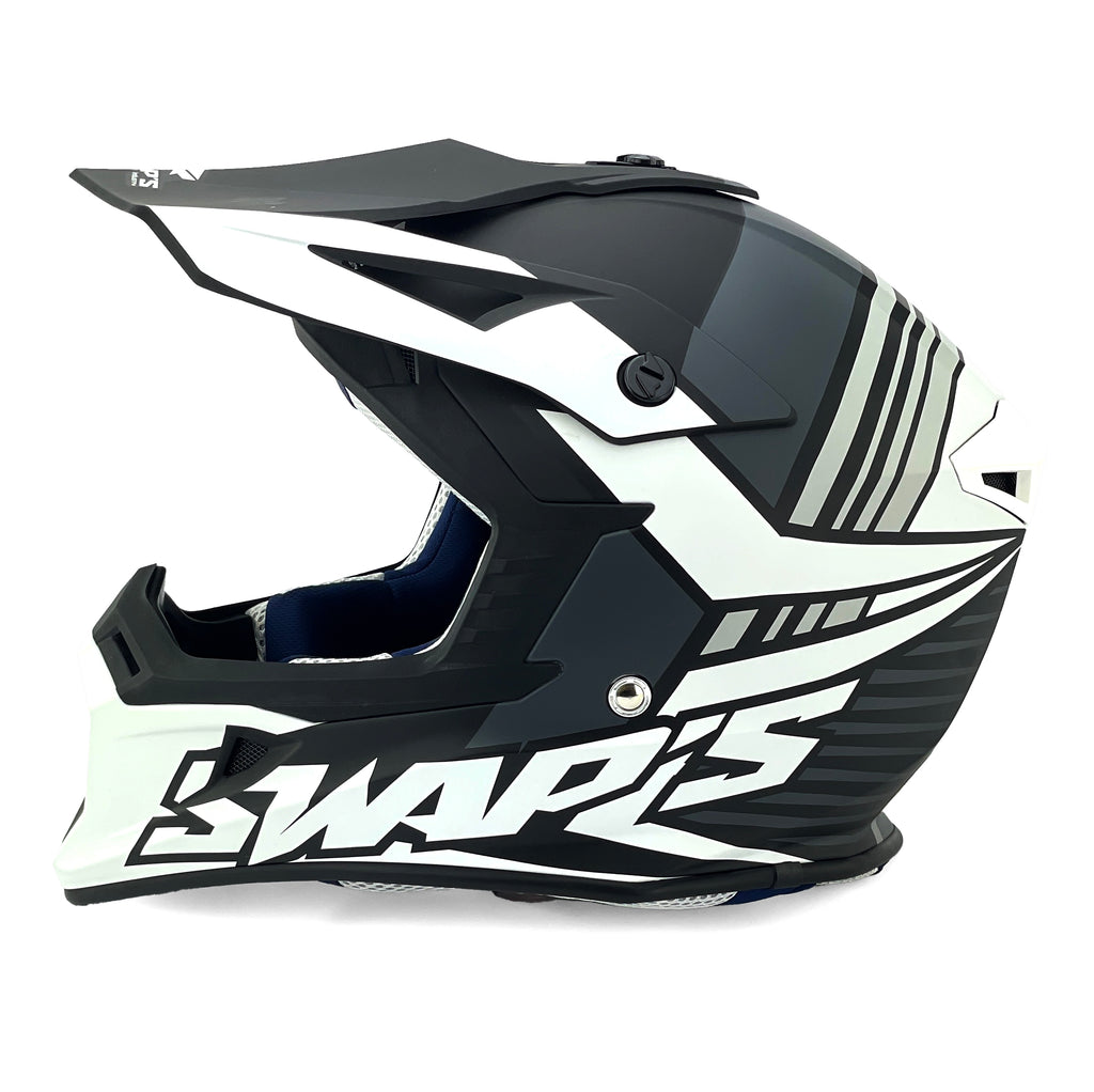 Mx Helmet Xl 62 Black/White 21, Swap'S S818 Full Face Csw5F0105, !! Acu Gold Approved !!