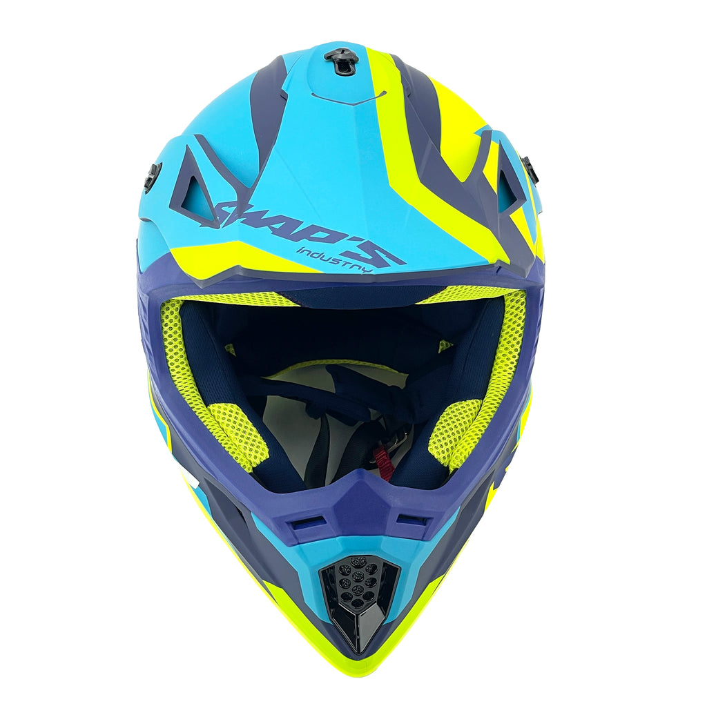 Mx Helmet Xl 62 Blue/Yellow, Swap'S S818 Full Face Csw3G4105, !! Acu Gold Approved !!