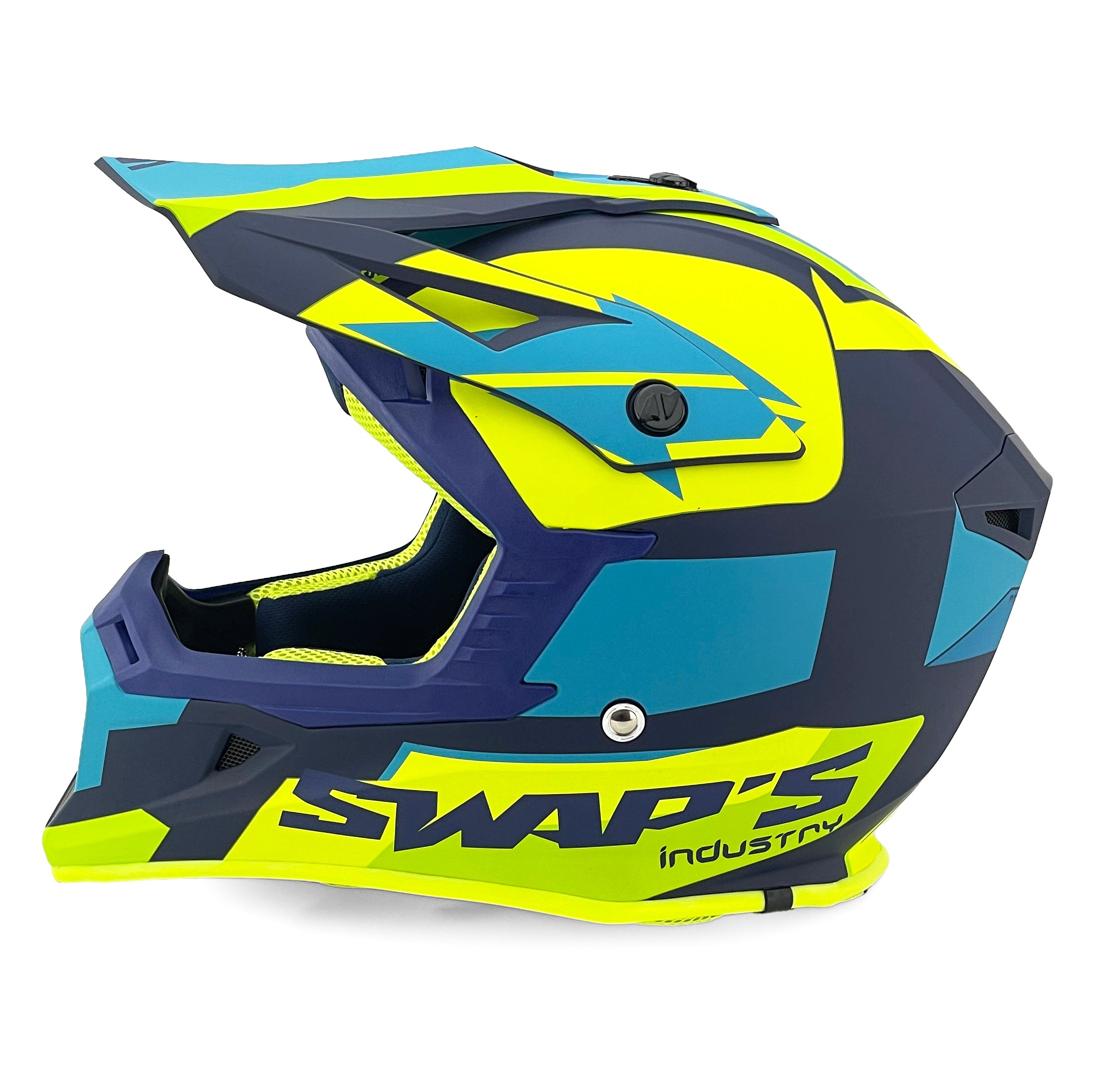 Mx Helmet Xl 62 Blue/Yellow, Swap'S S818 Full Face Csw3G4105, !! Acu Gold Approved !!