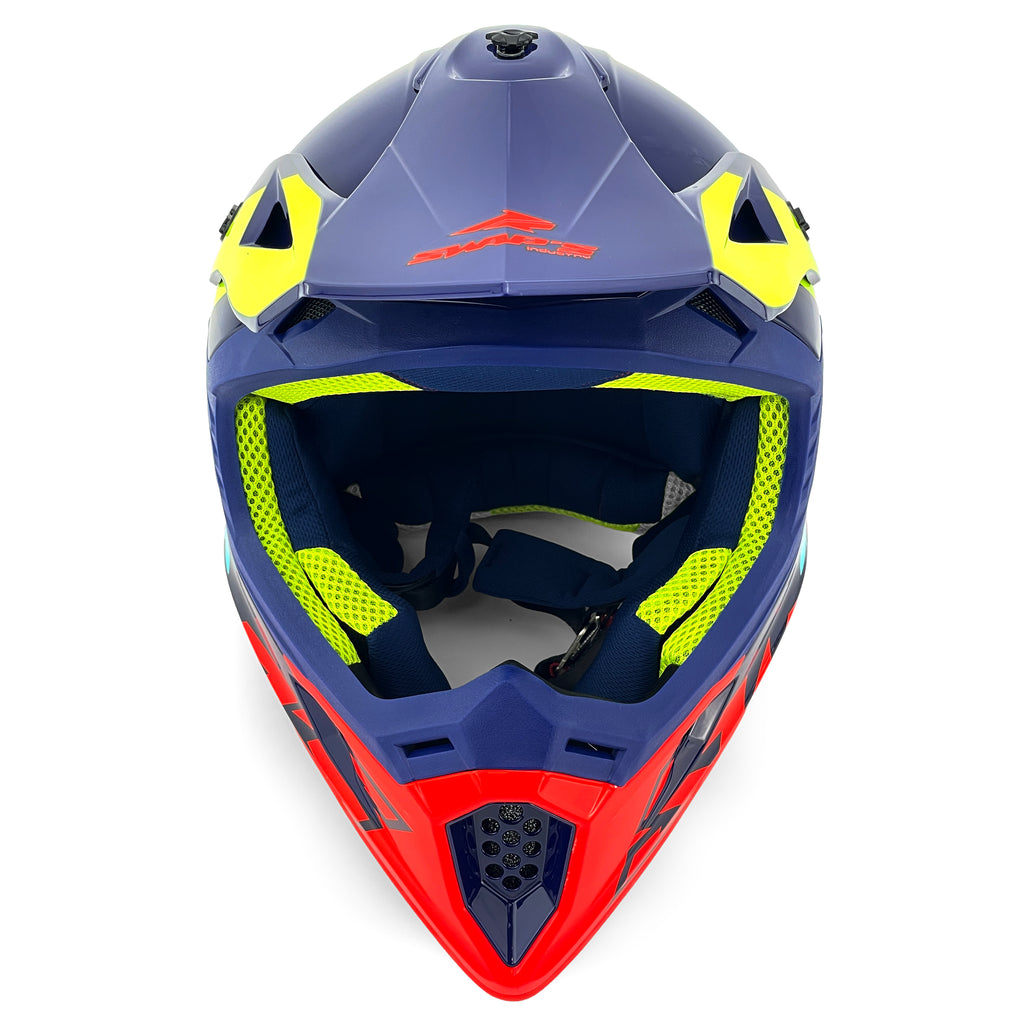Mx Helmet Xl 62 Blue/Yellow 21, Swap'S S818 Full Face Csw9G0105, !! Acu Gold Approved !!