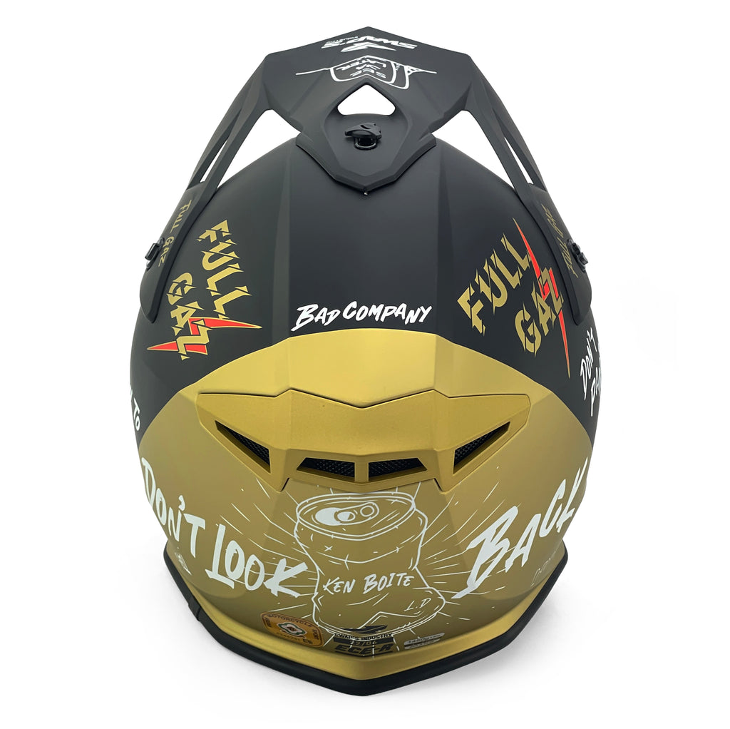 Motocross Helmet Swaps S818 - Matt Black Gold Full Gaz - Size M 57Cm - 58Cm