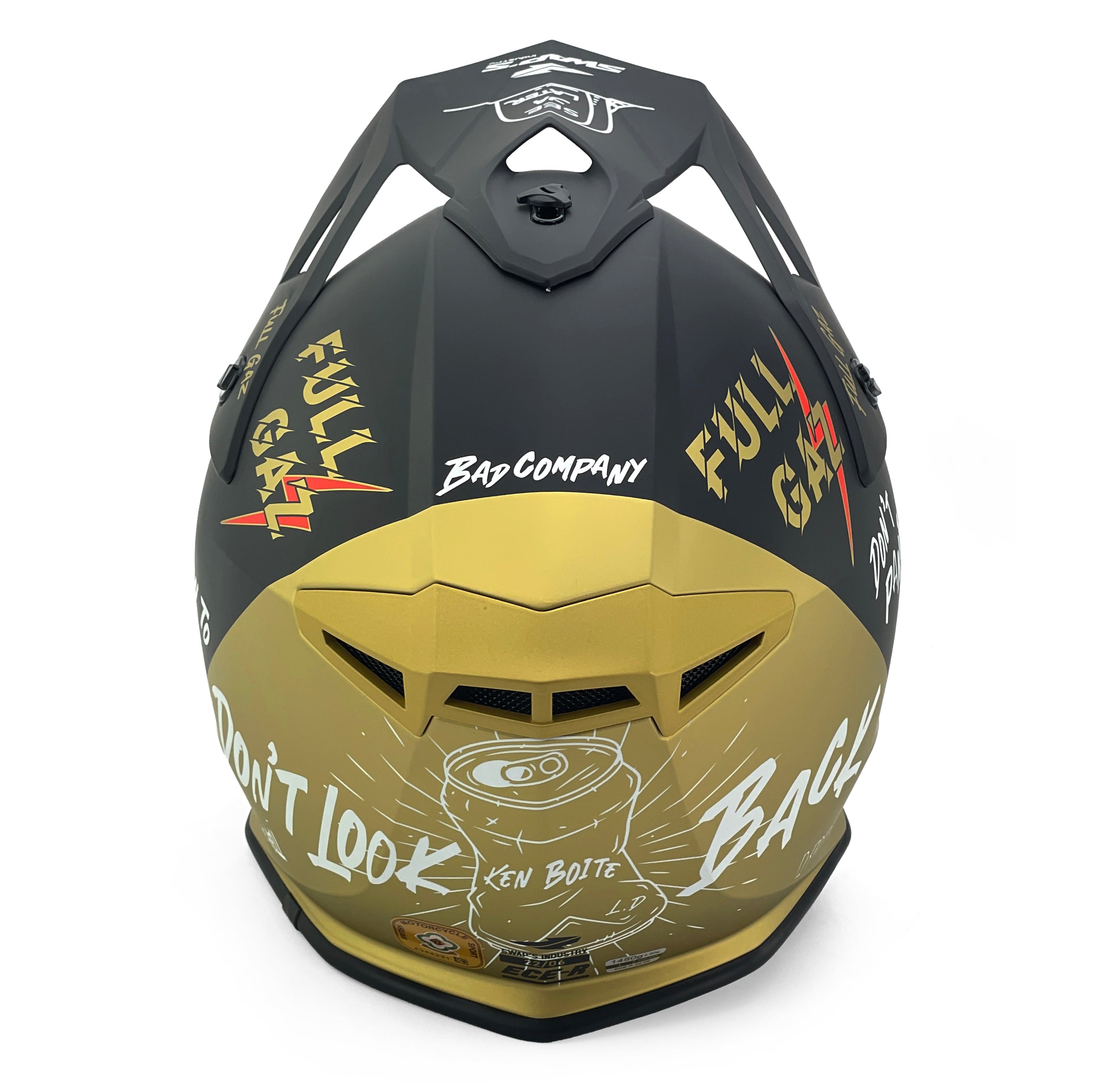 Motocross Helmet Swaps S818 - Matt Black Gold Full Gaz - Size M 57Cm - 58Cm