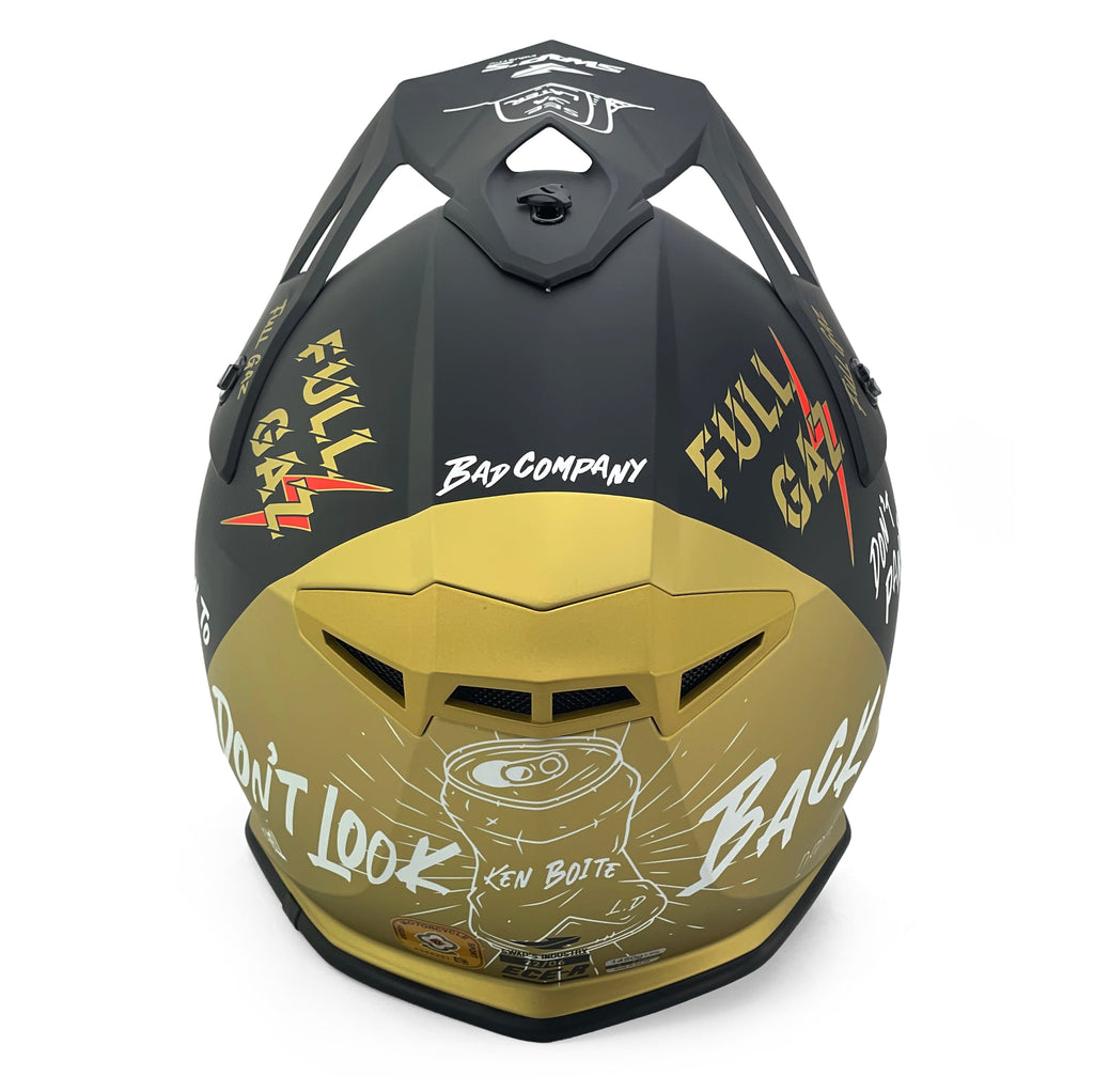 Motocross Helmet Swaps S818 - Matt Black Gold Full Gaz - Size Xs 53Cm - 54Cm