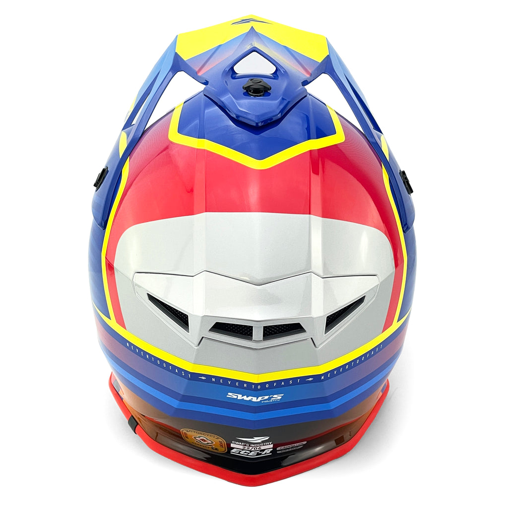 Motocross Helmet Swaps S818 - Shiny Blue Red Yellow - Size L 59Cm - 60Cm