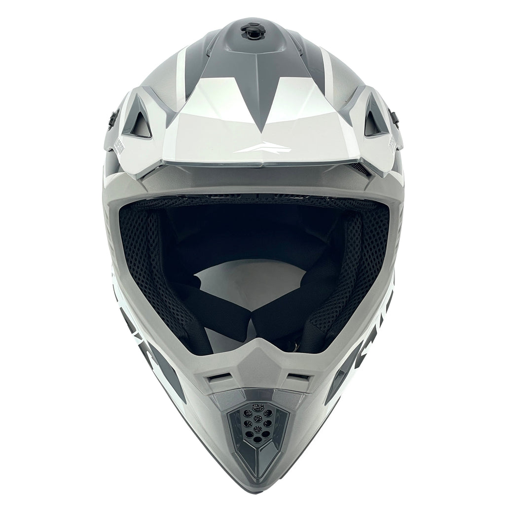 Motocross Helmet Swaps S818 - Shiny Grey White - Size Xl 61Cm - 62Cm