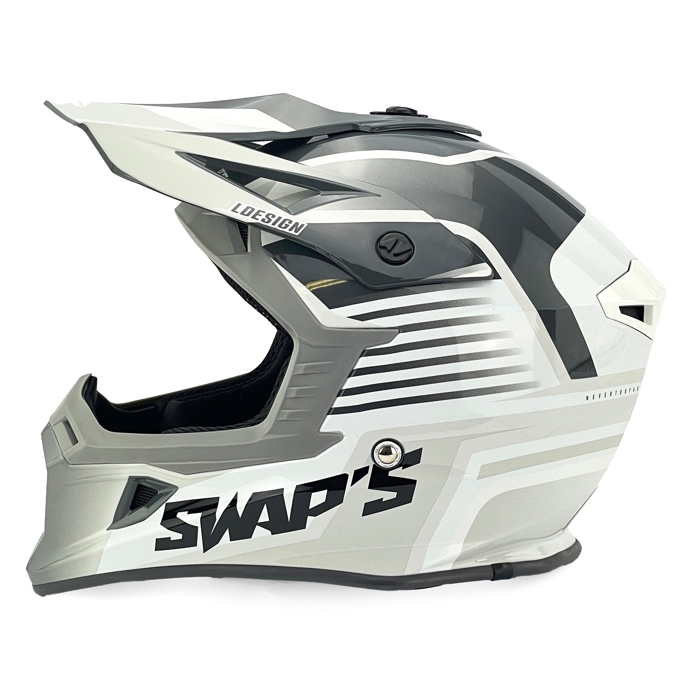 Motocross Helmet Swaps S818 - Shiny Grey White - Size M 57Cm - 58Cm