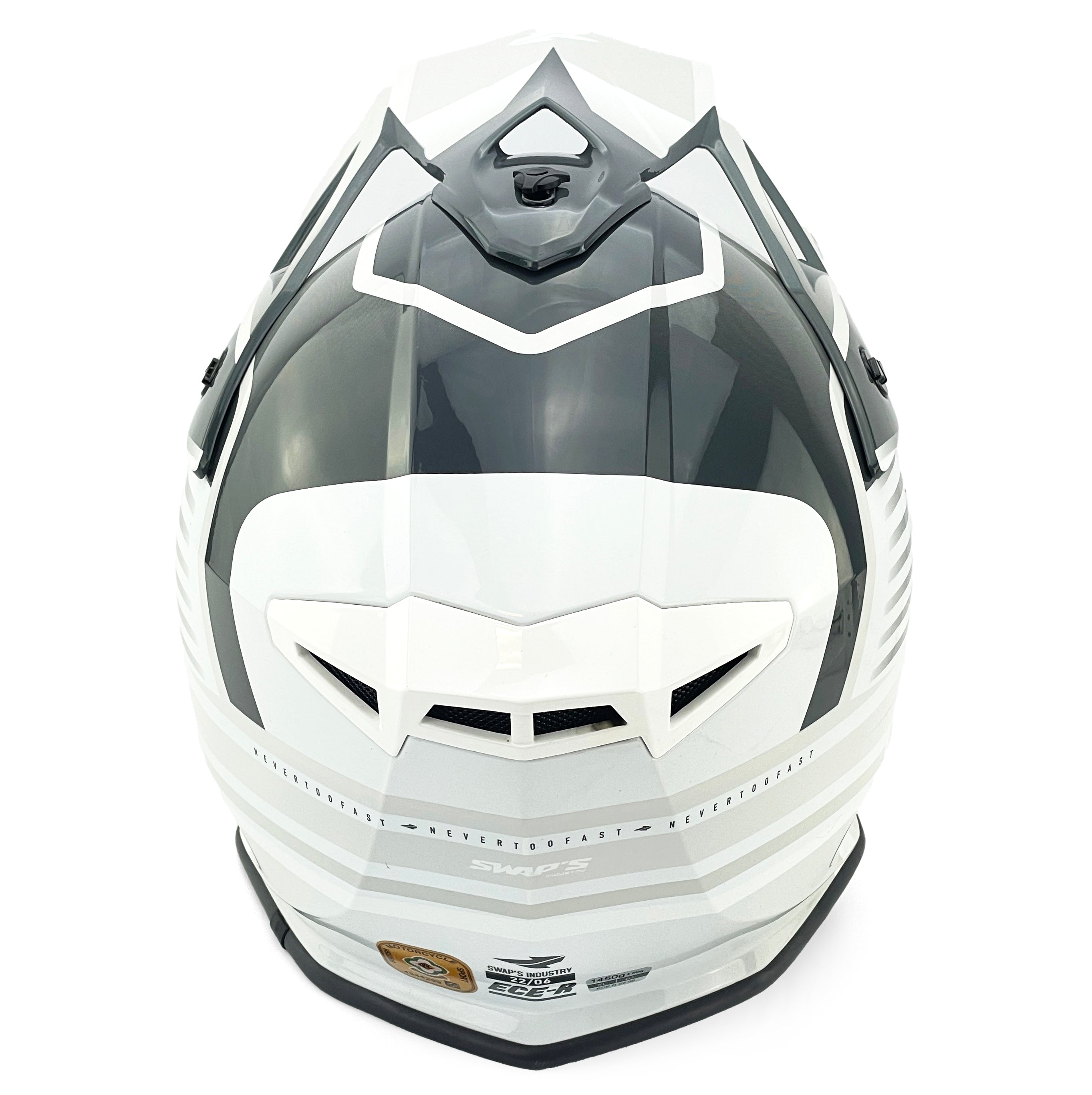 Motocross Helmet Swaps S818 - Shiny Grey White - Size L 59Cm - 60Cm
