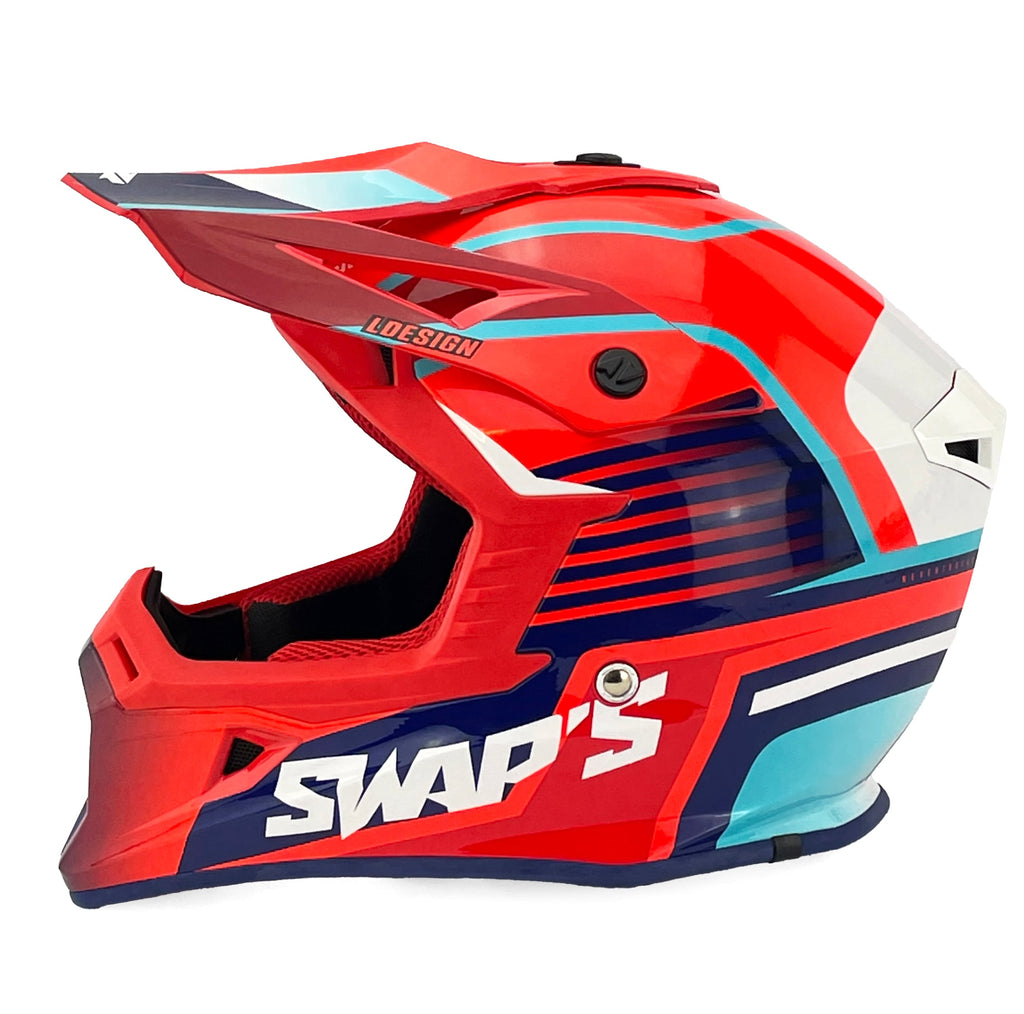 Motocross Helmet Swaps S818 - Shiny Red Blue White - Size Xs 53Cm - 54Cm