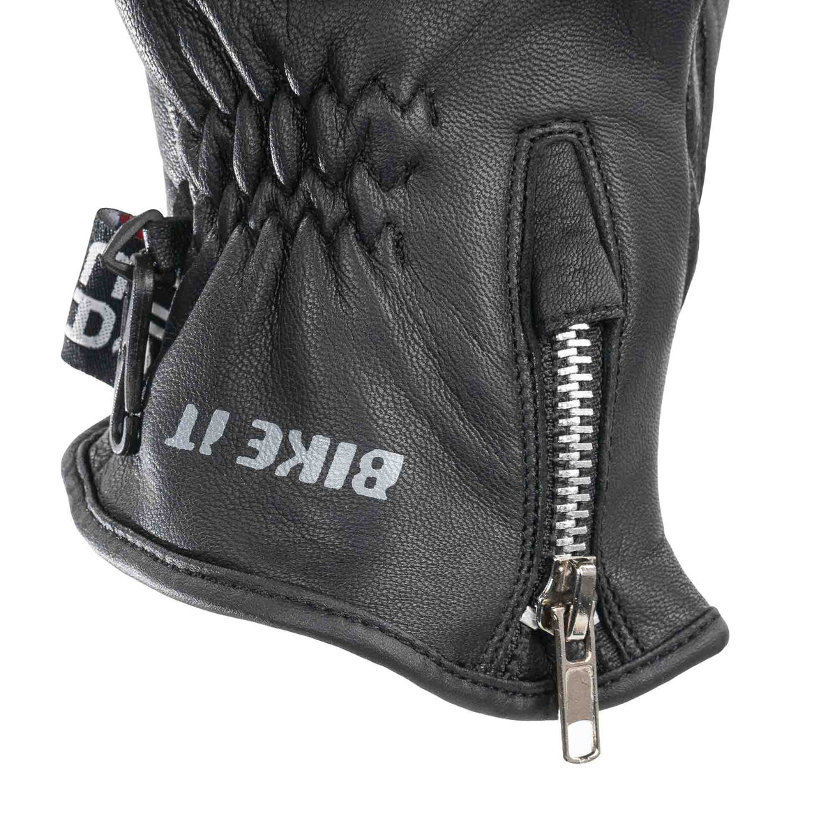Bike It 'AMP' Road Leather Motorcycle Glove (Black)