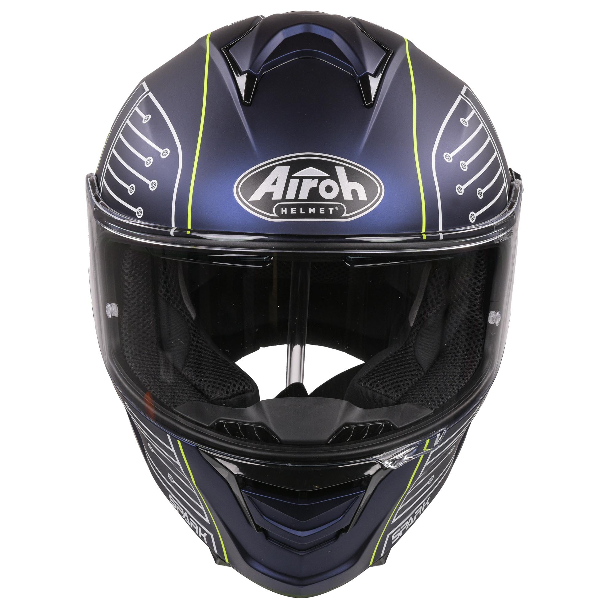 Airoh Spark Flow Helmet - Fluro Yellow / Blue Circuit MATT