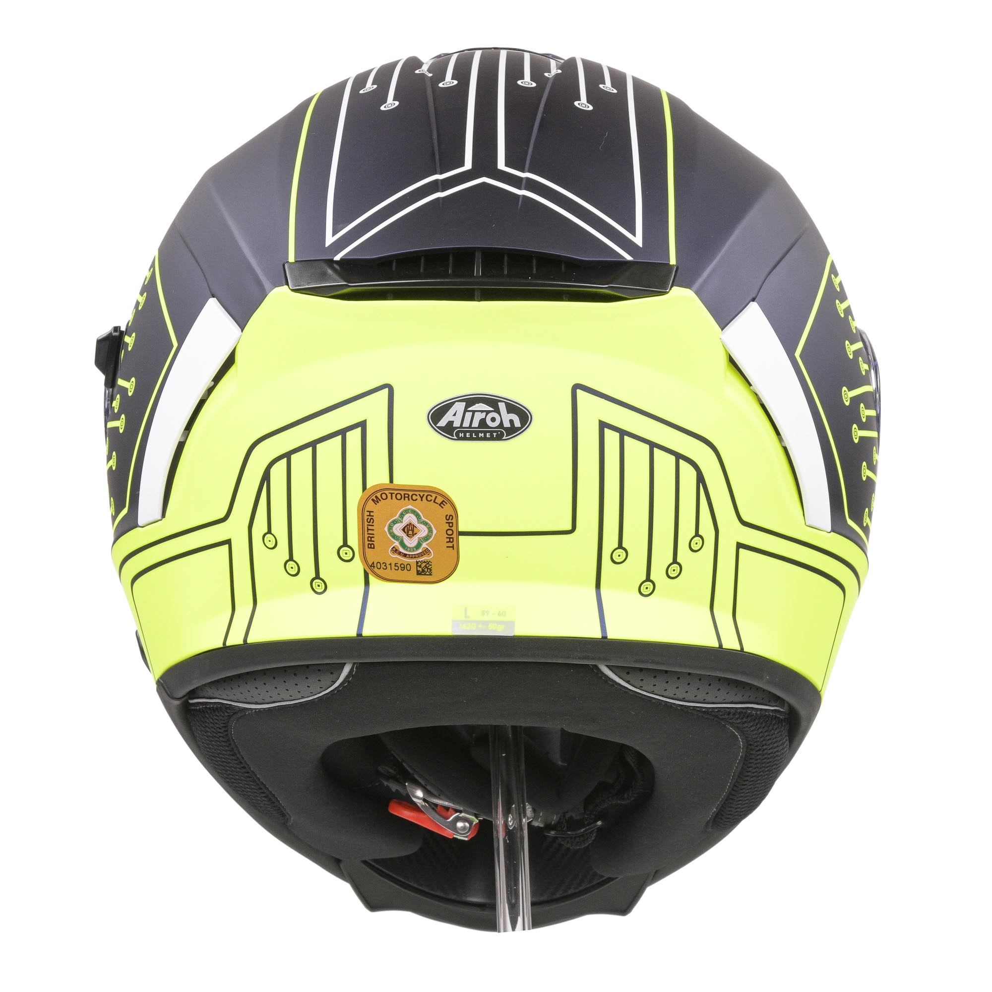 Airoh Spark Flow Helmet - Fluro Yellow / Blue Circuit MATT