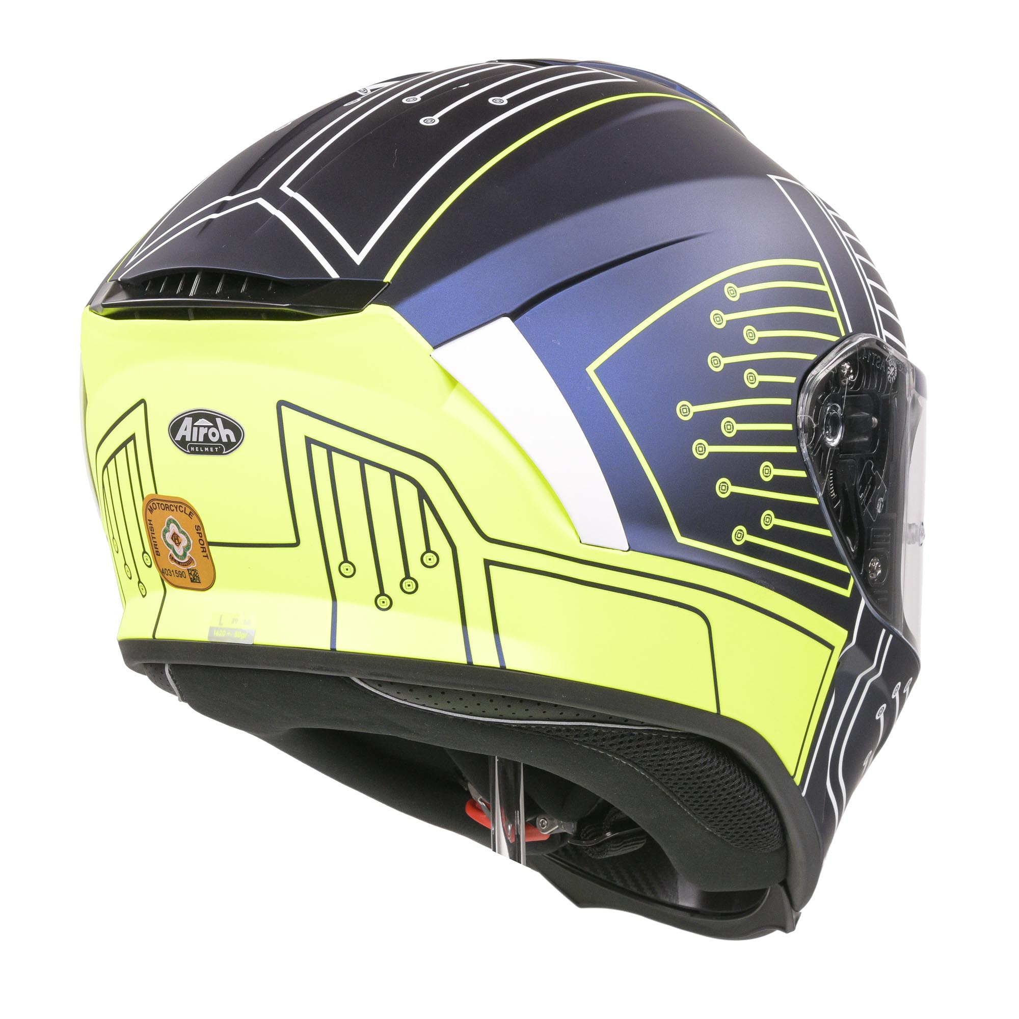 Airoh Spark Flow Helmet - Fluro Yellow / Blue Circuit MATT