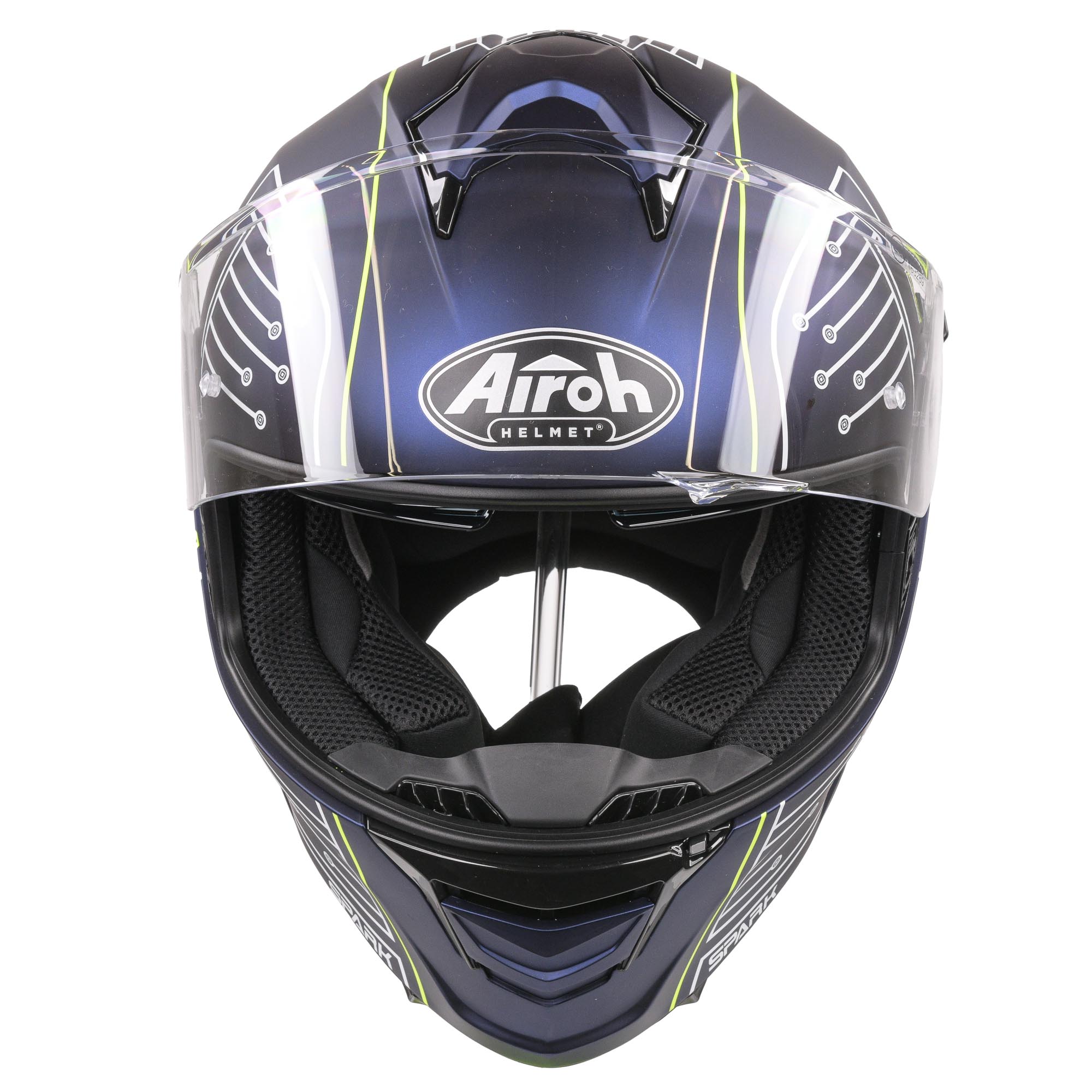 Airoh Spark Flow Helmet - Fluro Yellow / Blue Circuit MATT