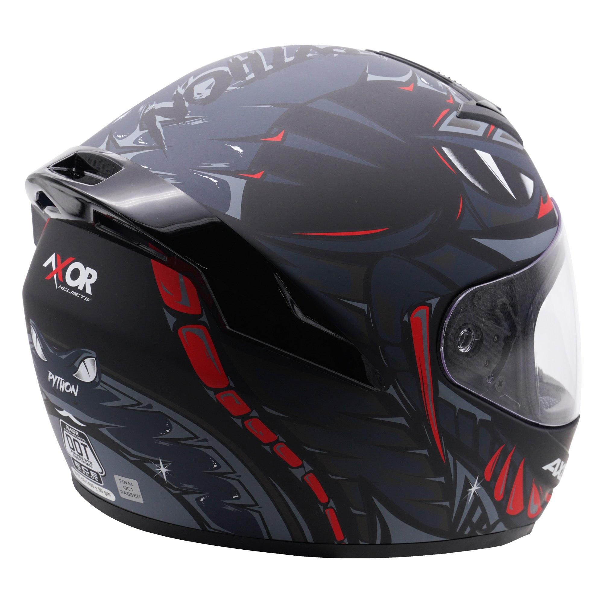 Axor Rage Full Face Motorcycle - Python Black Grey Red Matt