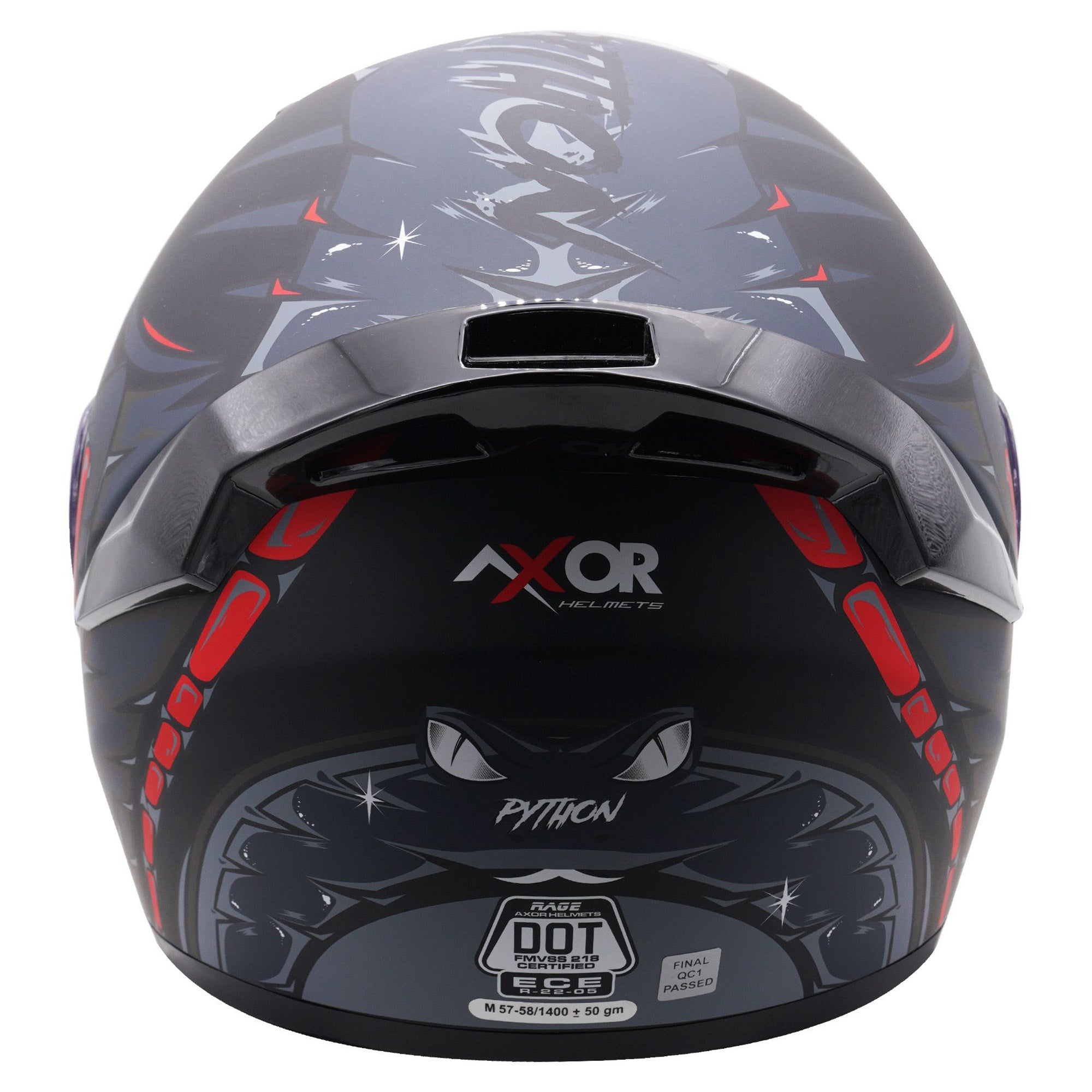 Axor Rage Full Face Motorcycle - Python Black Grey Red Matt
