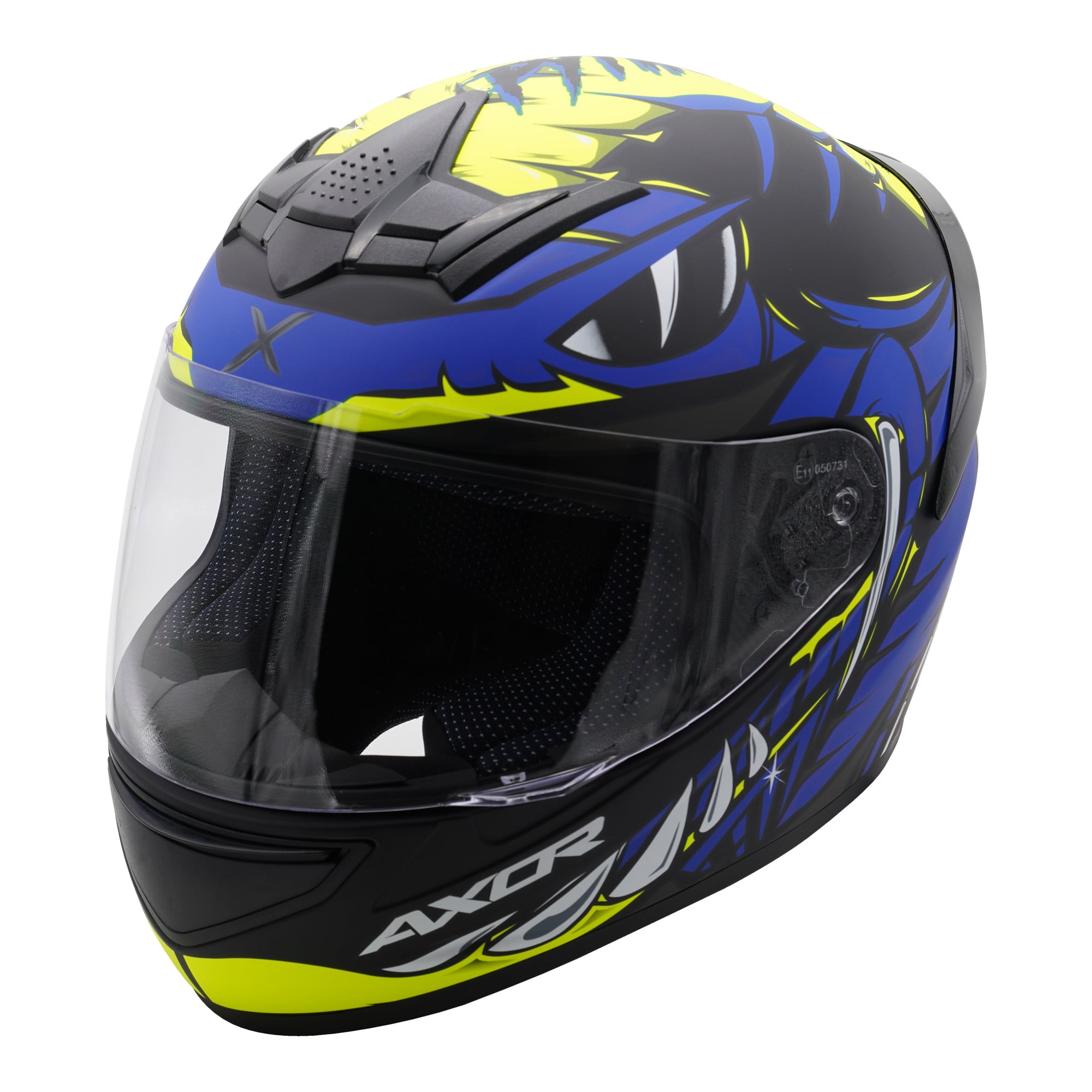 Axor Rage Full Face Motorcycle - Python Blue Yellow Black Matt