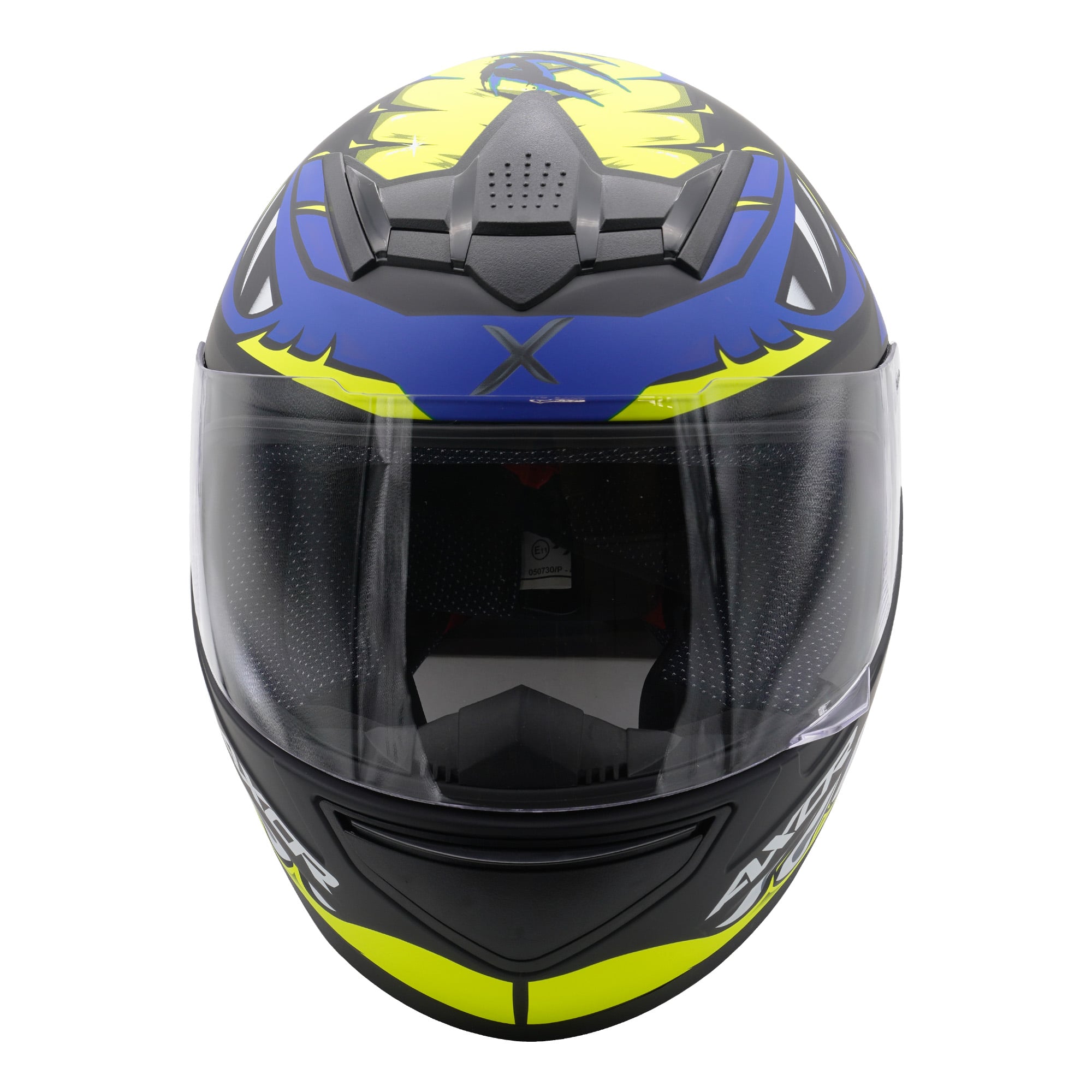 Axor Rage Full Face Motorcycle - Python Blue Yellow Black Matt