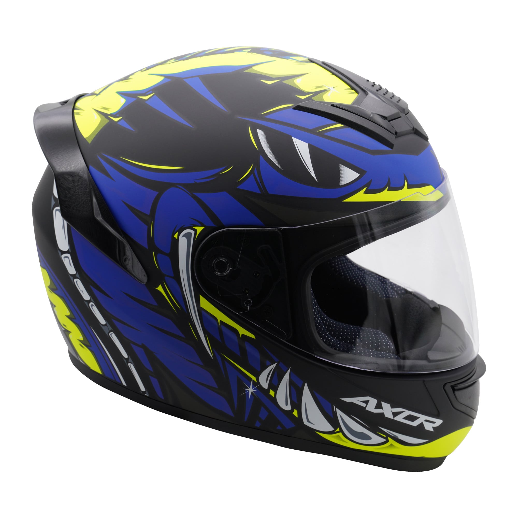 Axor Rage Full Face Motorcycle - Python Blue Yellow Black Matt