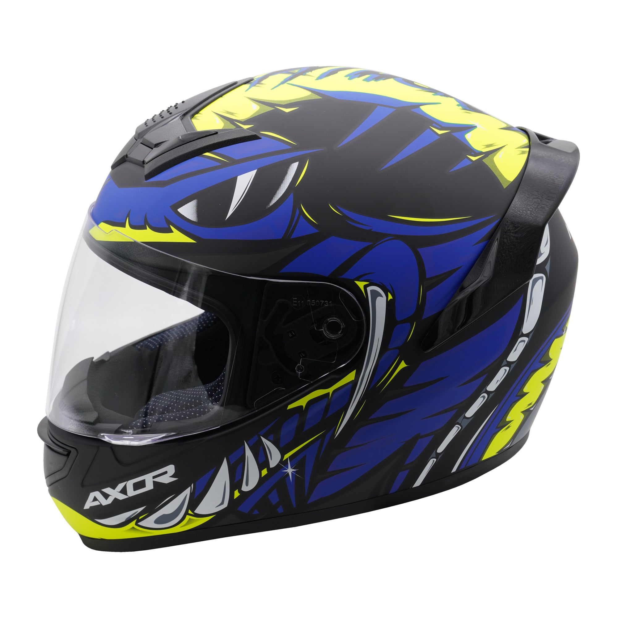 Axor Rage Full Face Motorcycle - Python Blue Yellow Black Matt