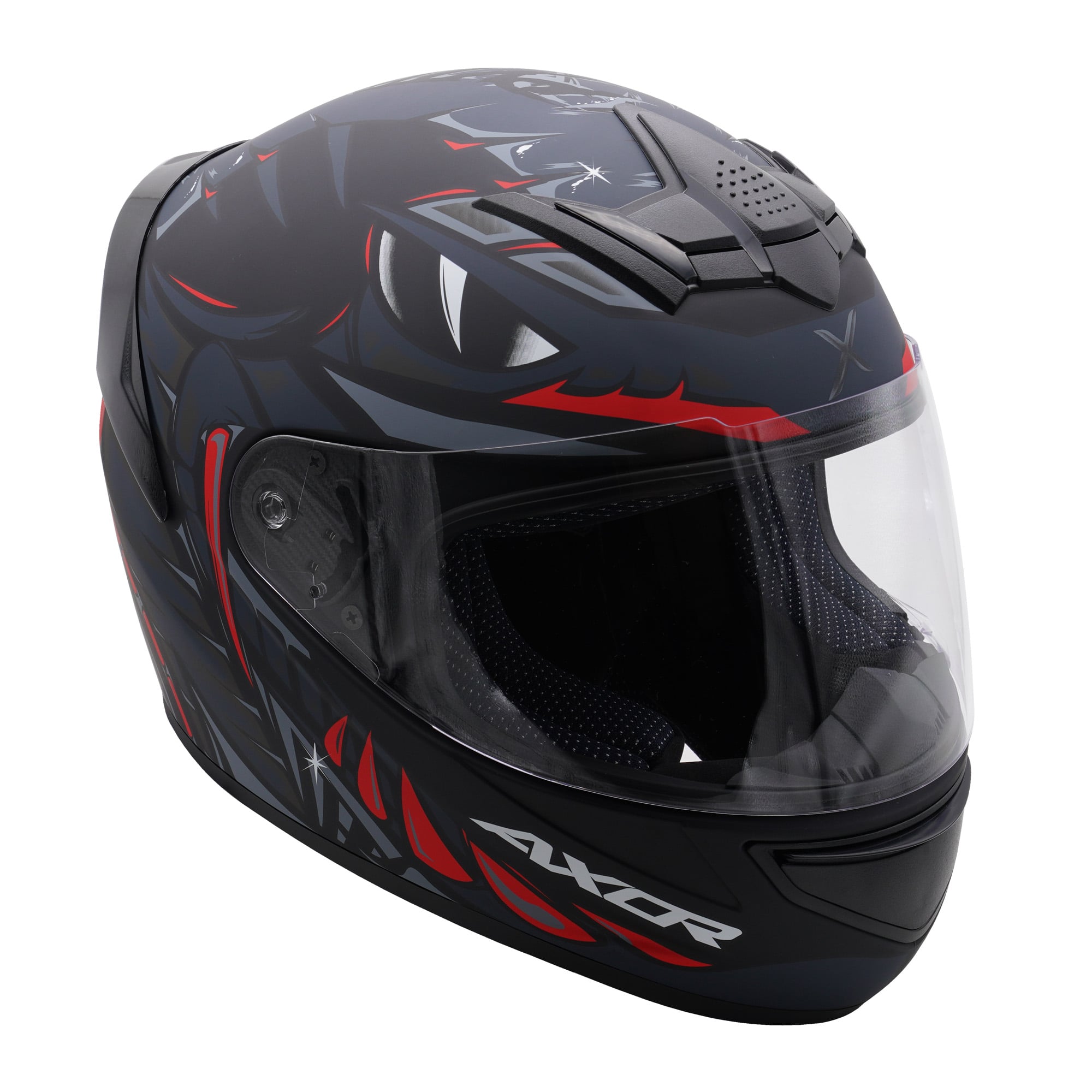 Axor Rage Full Face Motorcycle - Python Black Grey Red Matt