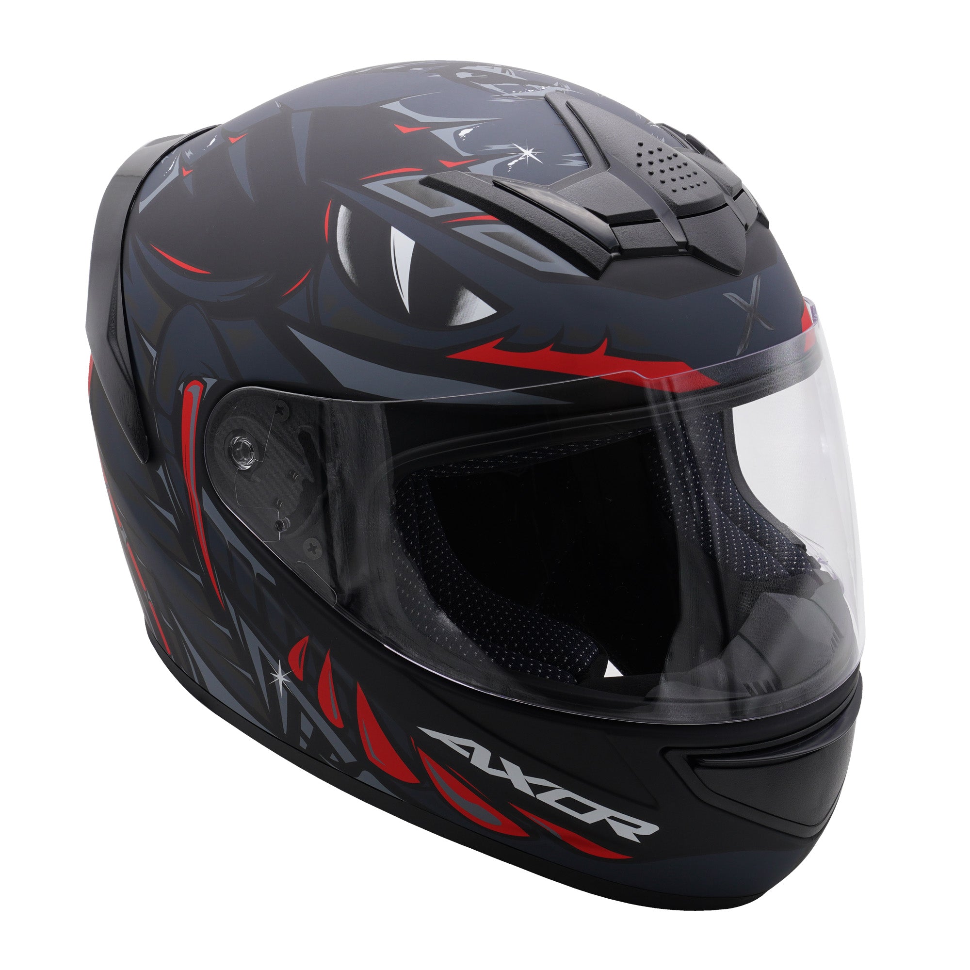 Axor Rage Full Face Motorcycle - Python Black Grey Red Matt