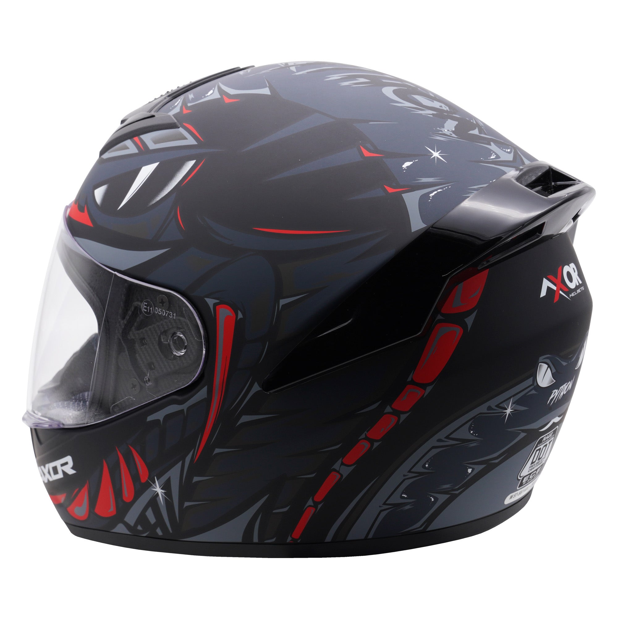 Axor Rage Full Face Motorcycle - Python Black Grey Red Matt