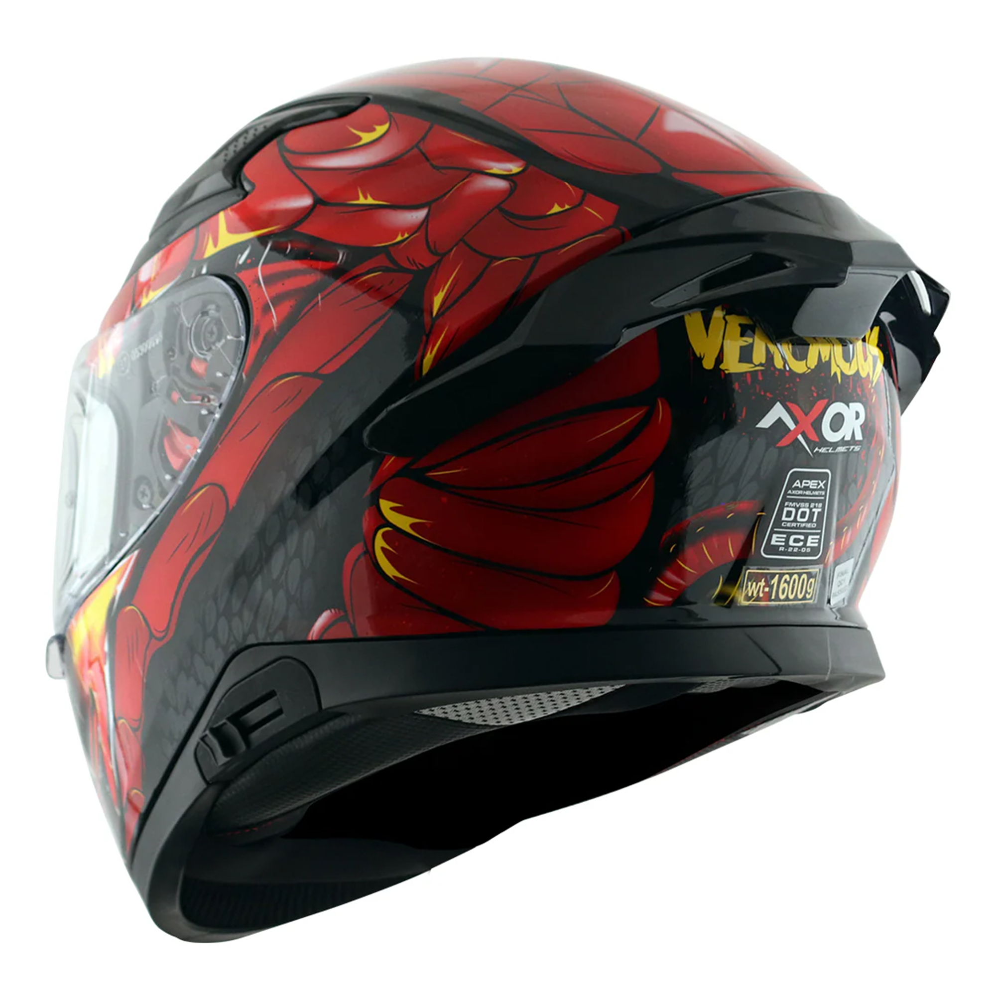 Axor Apex Full Face Motorcycle Helmet - Venomous Gloss Black Red
