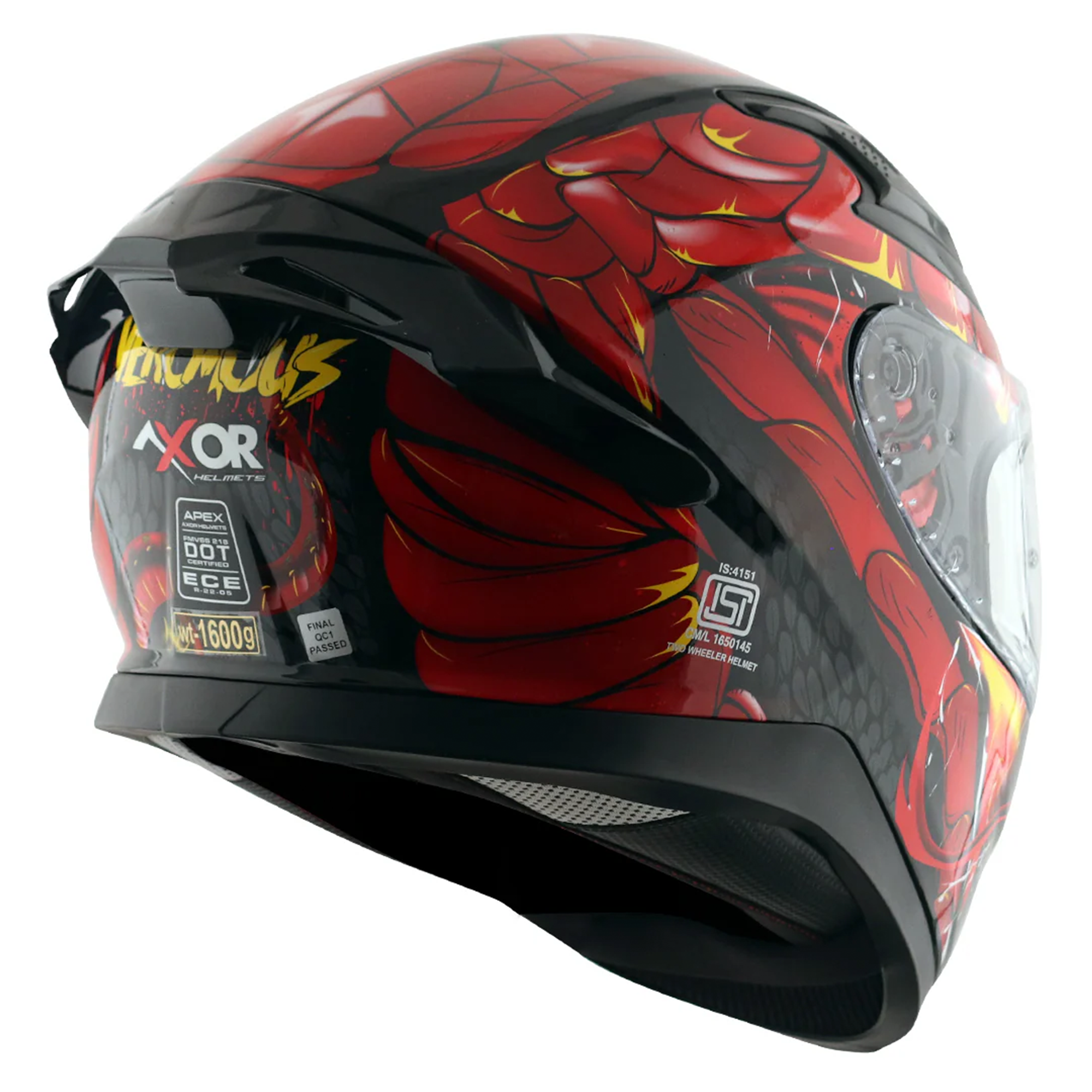 Axor Apex Full Face Motorcycle Helmet - Venomous Gloss Black Red