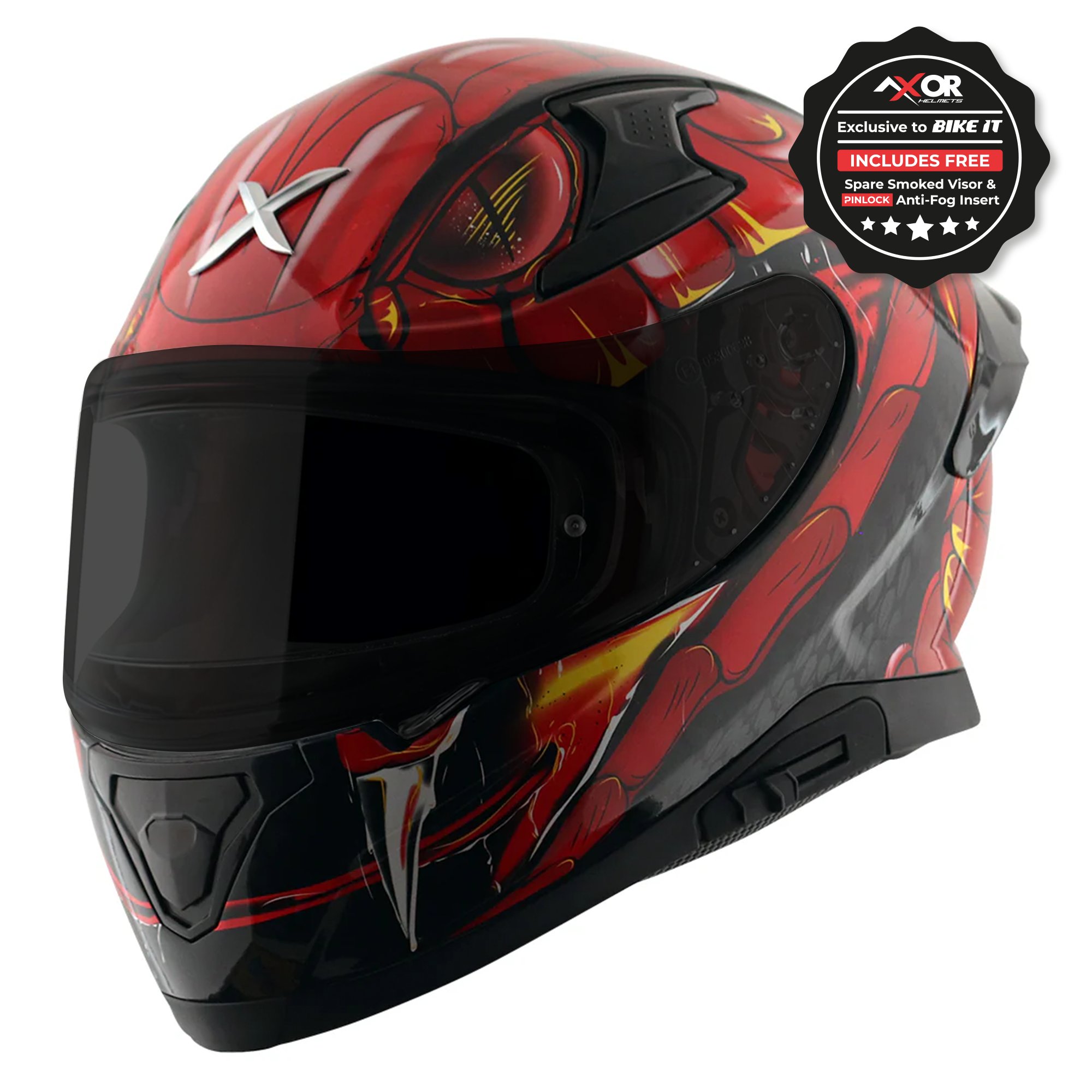 Axor Apex Full Face Motorcycle Helmet - Venomous Gloss Black Red