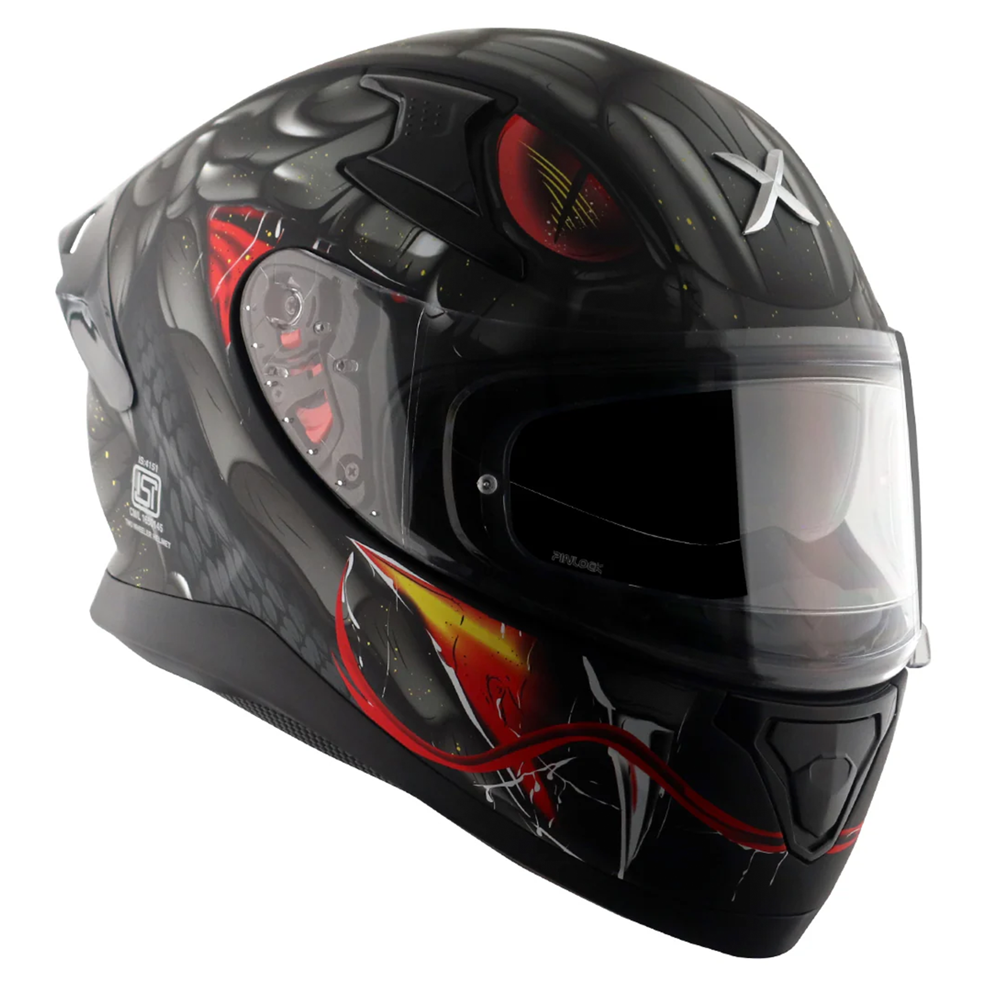 Axor Apex Full Face Motorcycle Helmet - Venomous Black Grey Matt