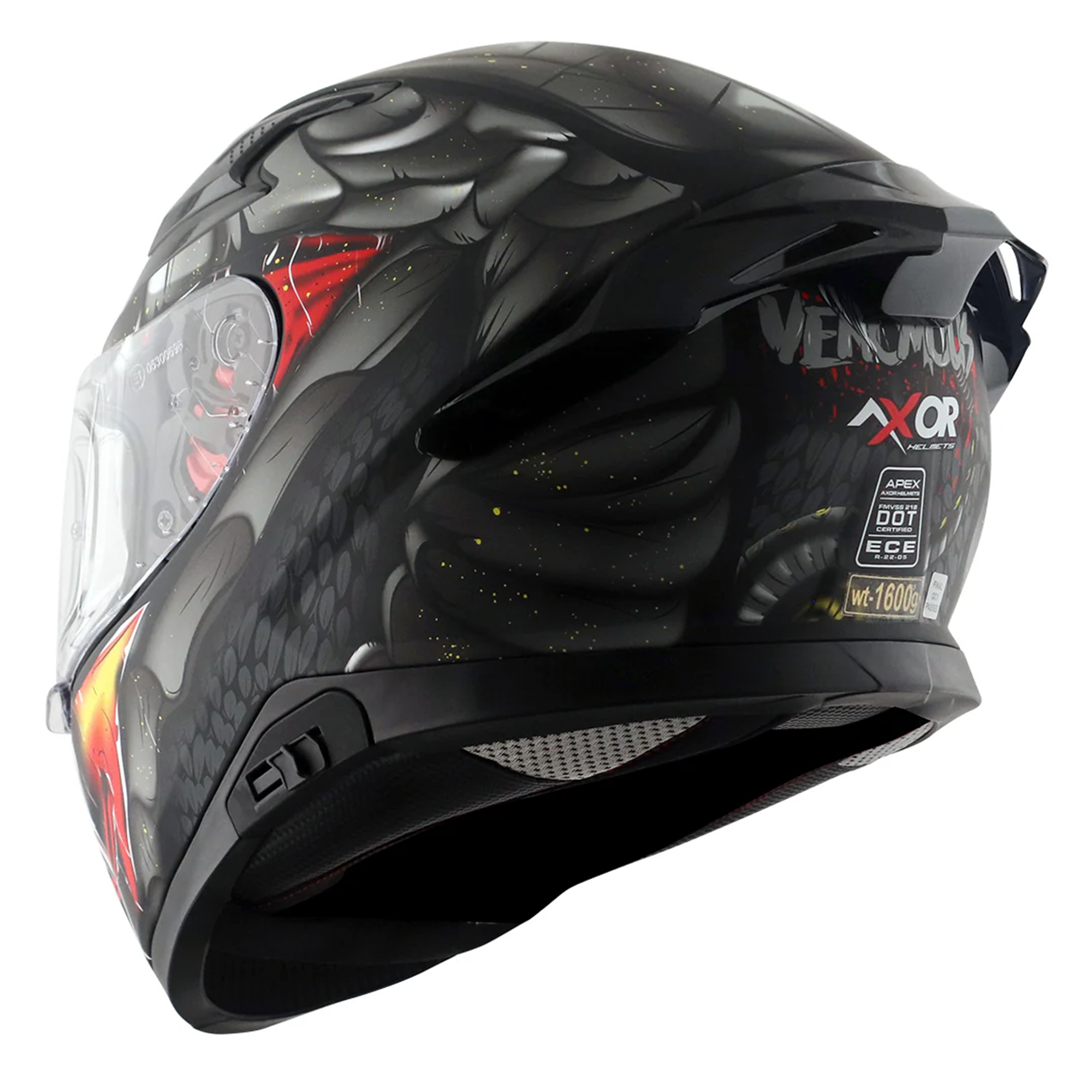 Axor Apex Full Face Motorcycle Helmet - Venomous Black Grey Matt