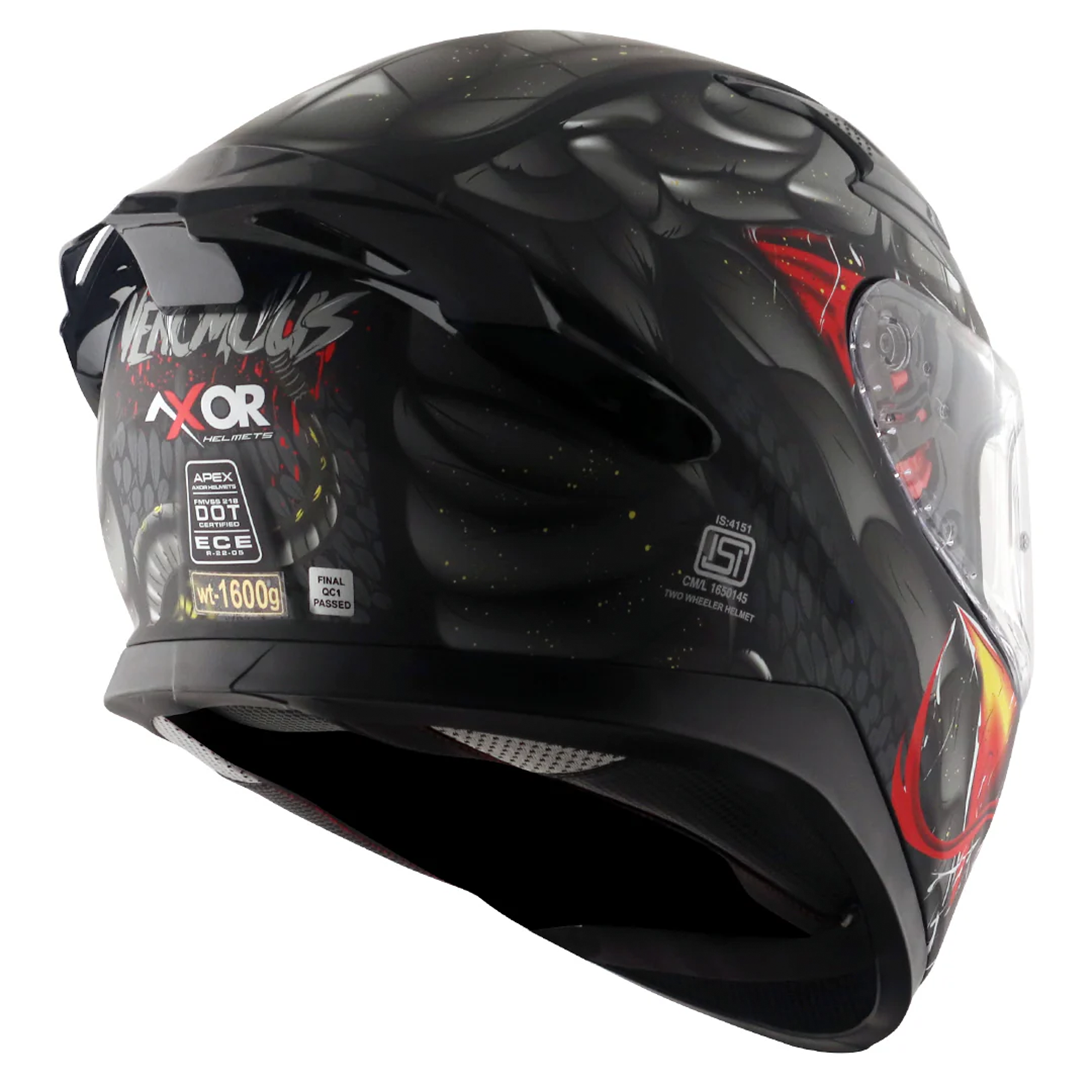 Axor Apex Full Face Motorcycle Helmet - Venomous Black Grey Matt