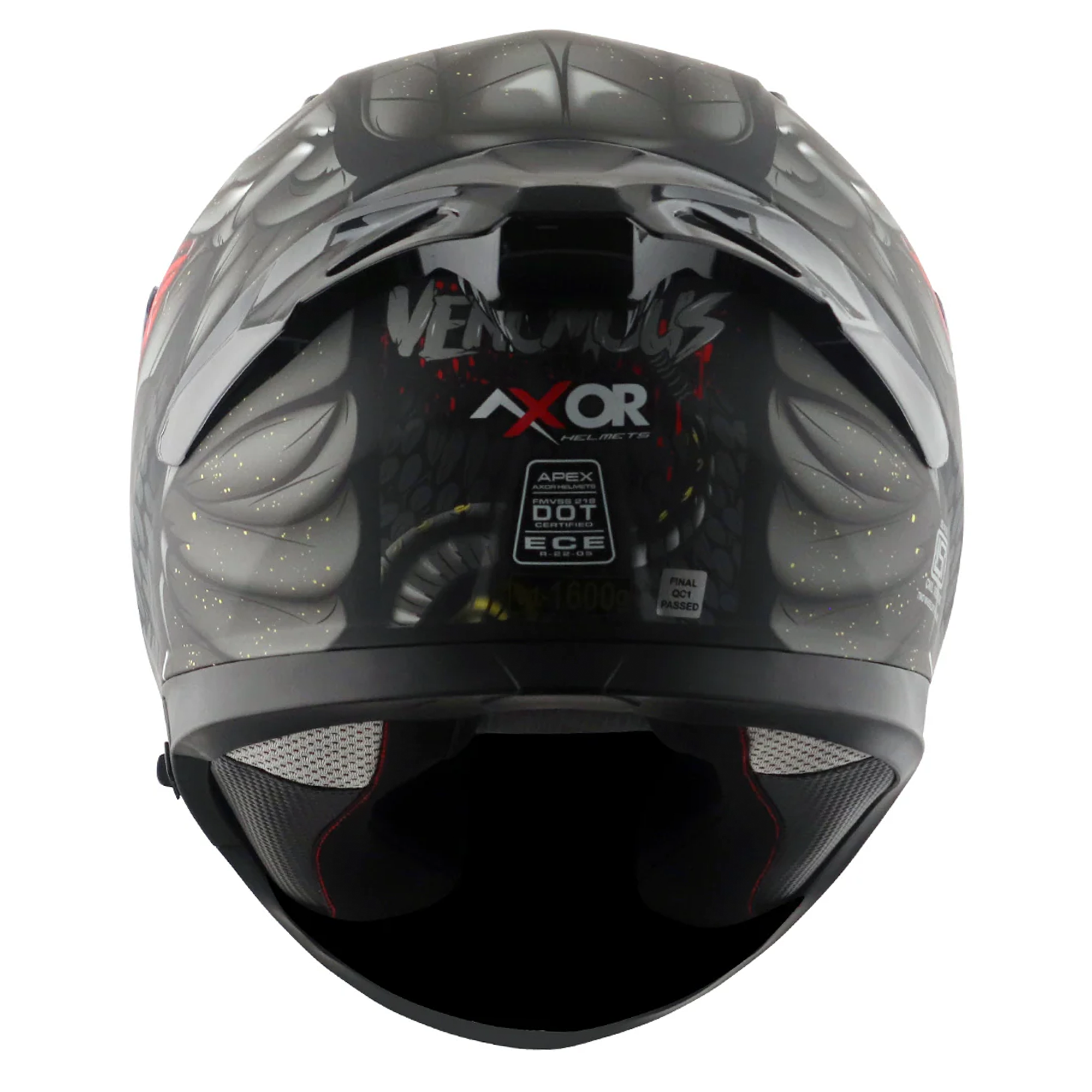Axor Apex Full Face Motorcycle Helmet - Venomous Black Grey Matt