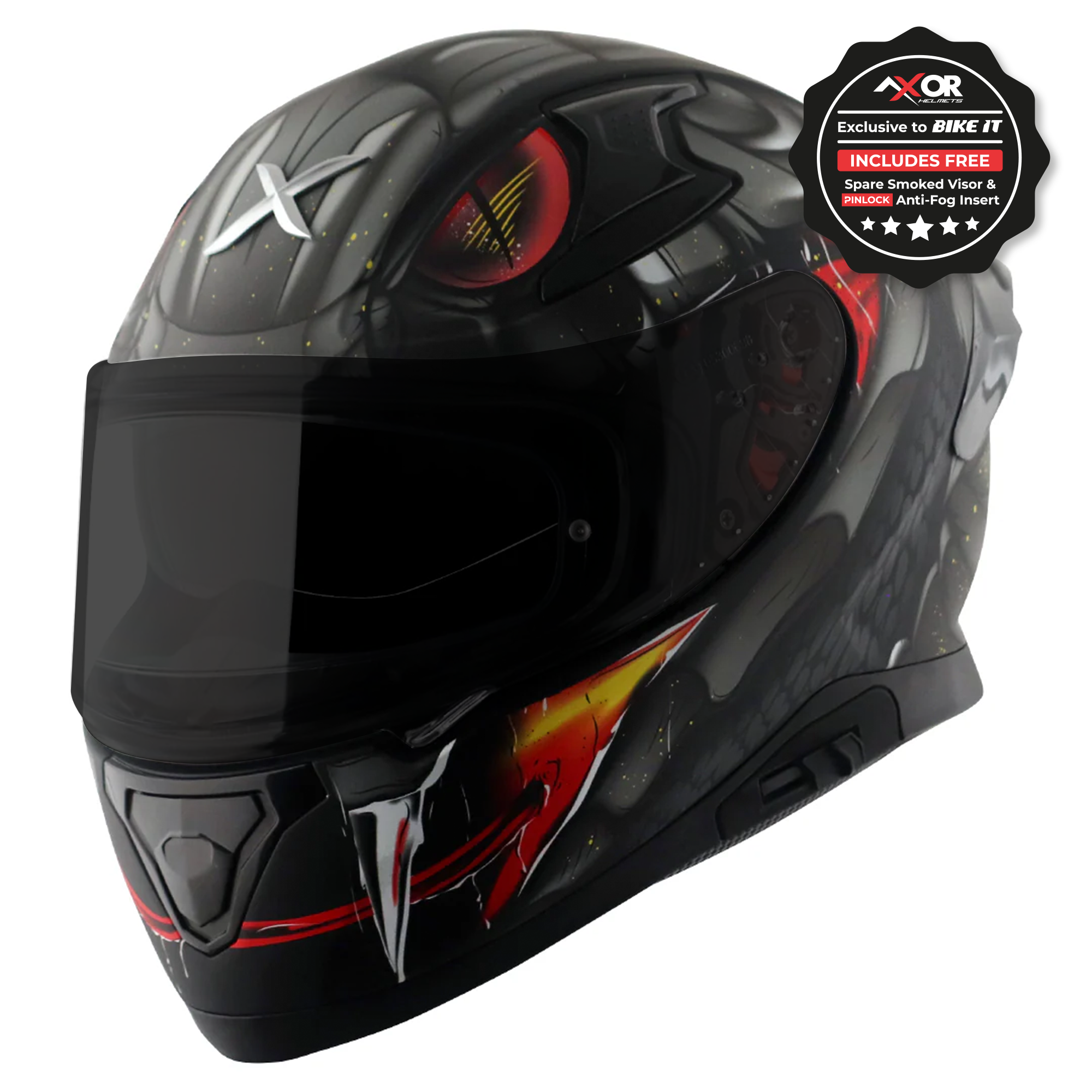 Axor Apex Full Face Motorcycle Helmet - Venomous Black Grey Matt