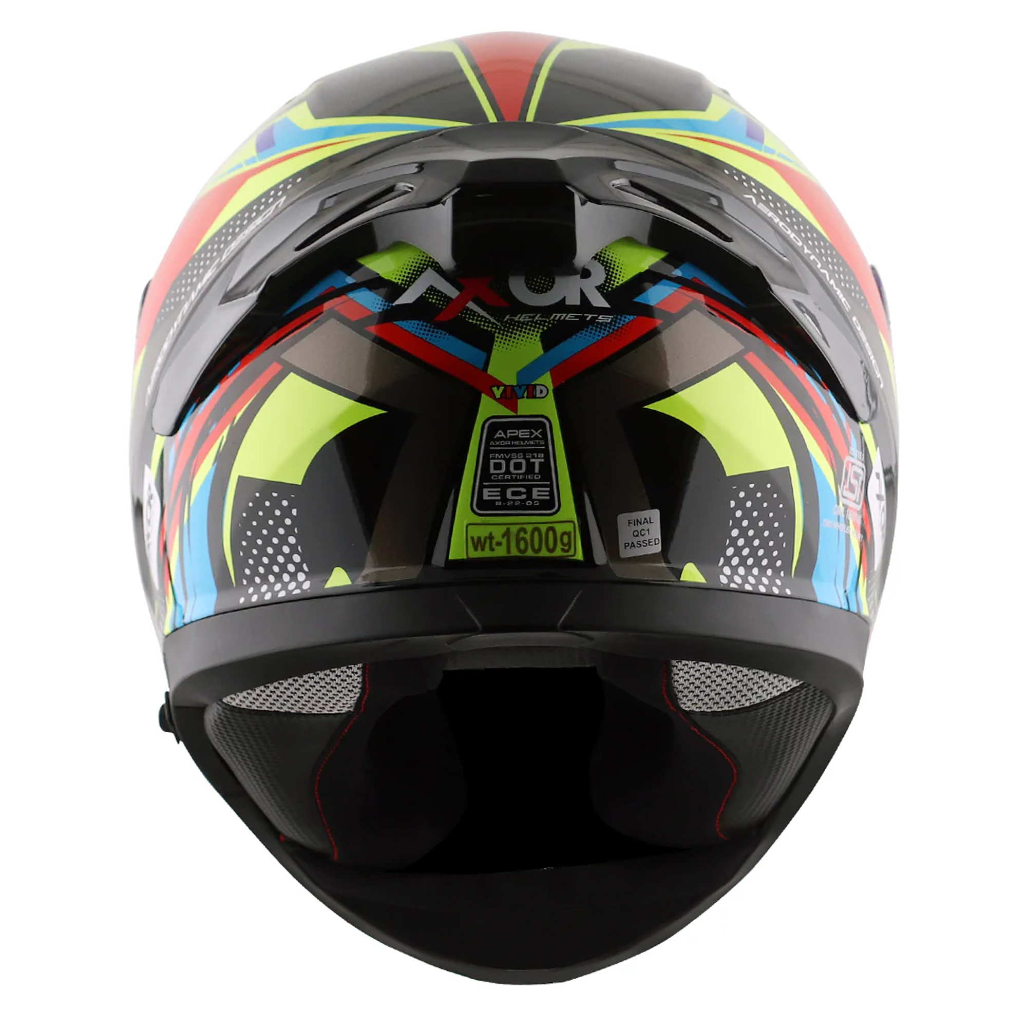 Axor Apex Full Face Motorcycle Helmet - Vivid Black Neon Yellow Gloss