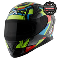 Axor Apex Full Face Motorcycle Helmet - Vivid Black Neon Yellow Gloss