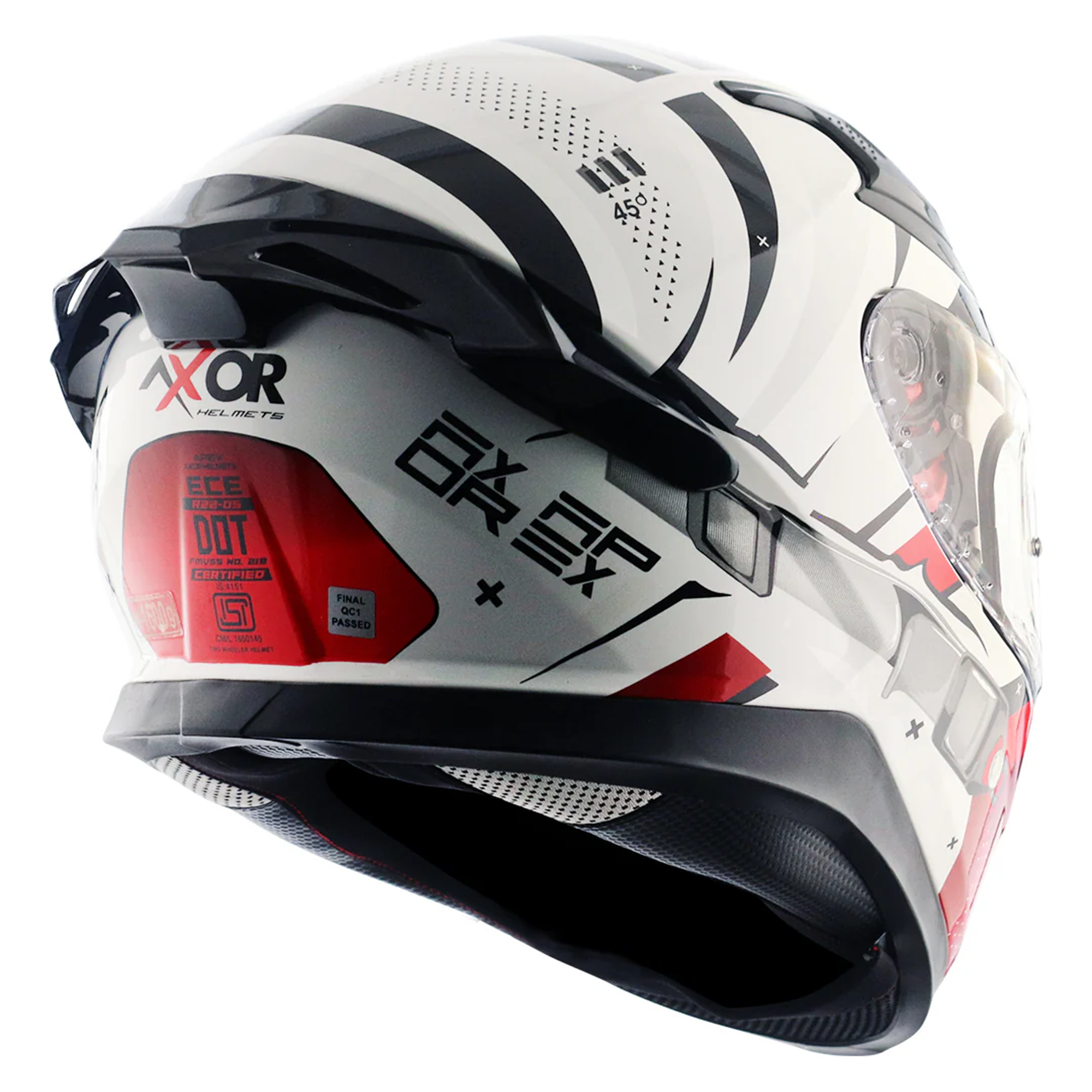 Axor Apex Full Face Motorcycle Helmet - Hex-2 Black Red Gloss