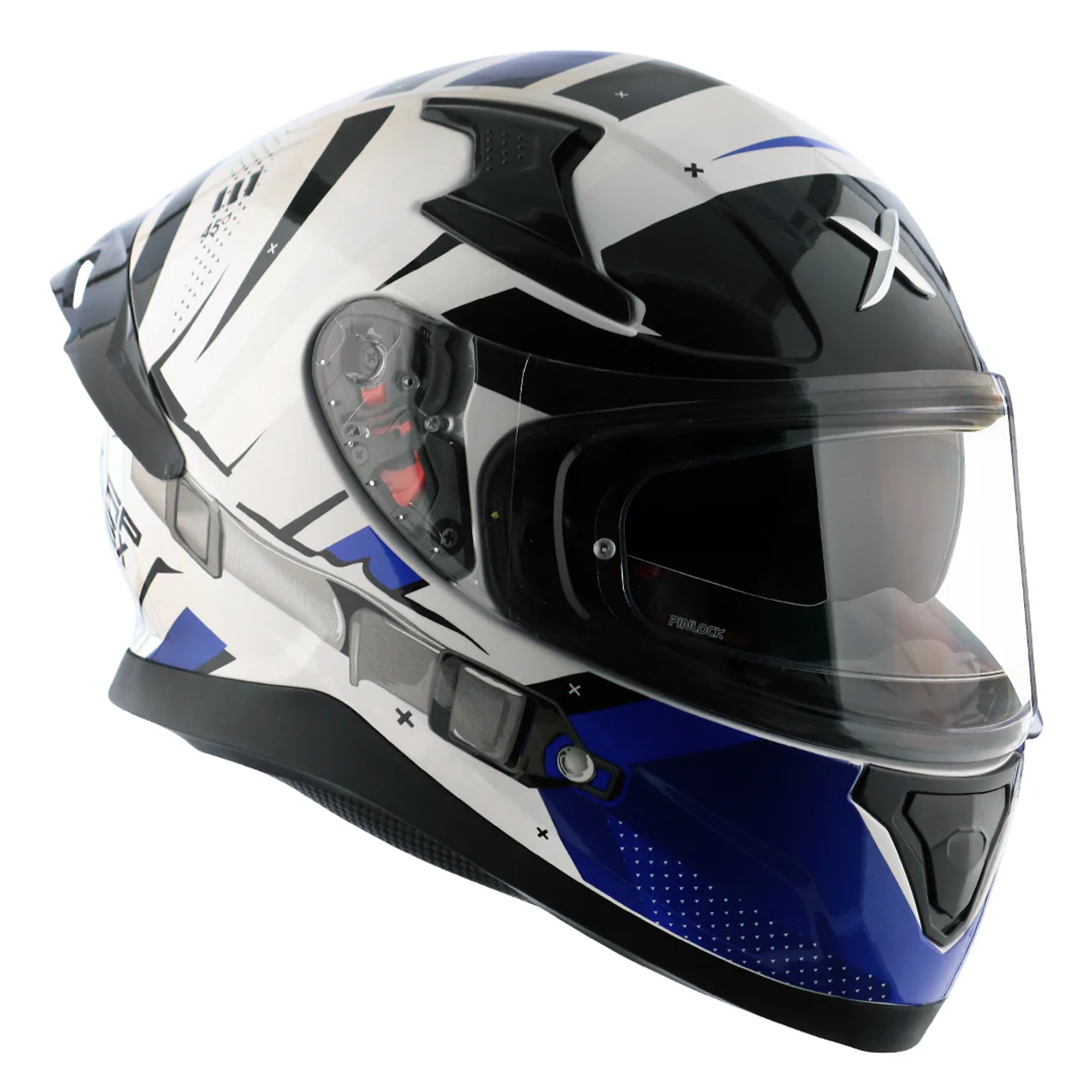Axor Apex Full Face Motorcycle Helmet - Hex-2 White Blue Gloss