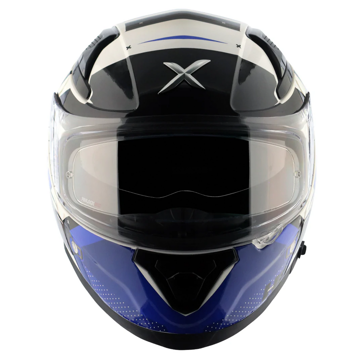 Axor Apex Full Face Motorcycle Helmet - Hex-2 White Blue Gloss