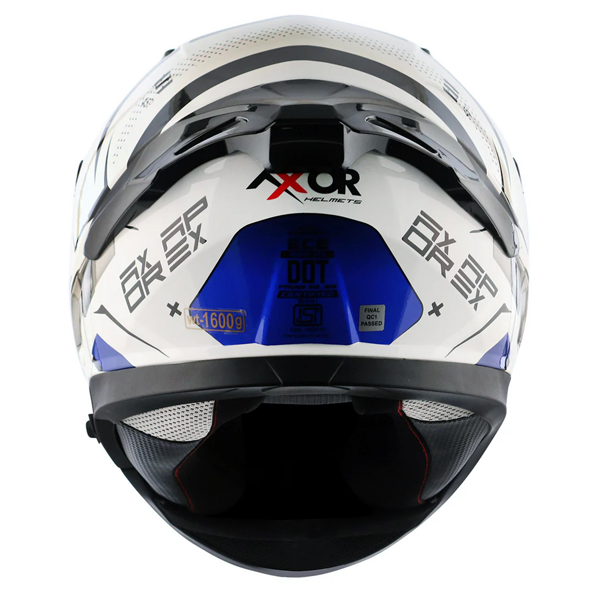 Axor Apex Full Face Motorcycle Helmet - Hex-2 White Blue Gloss