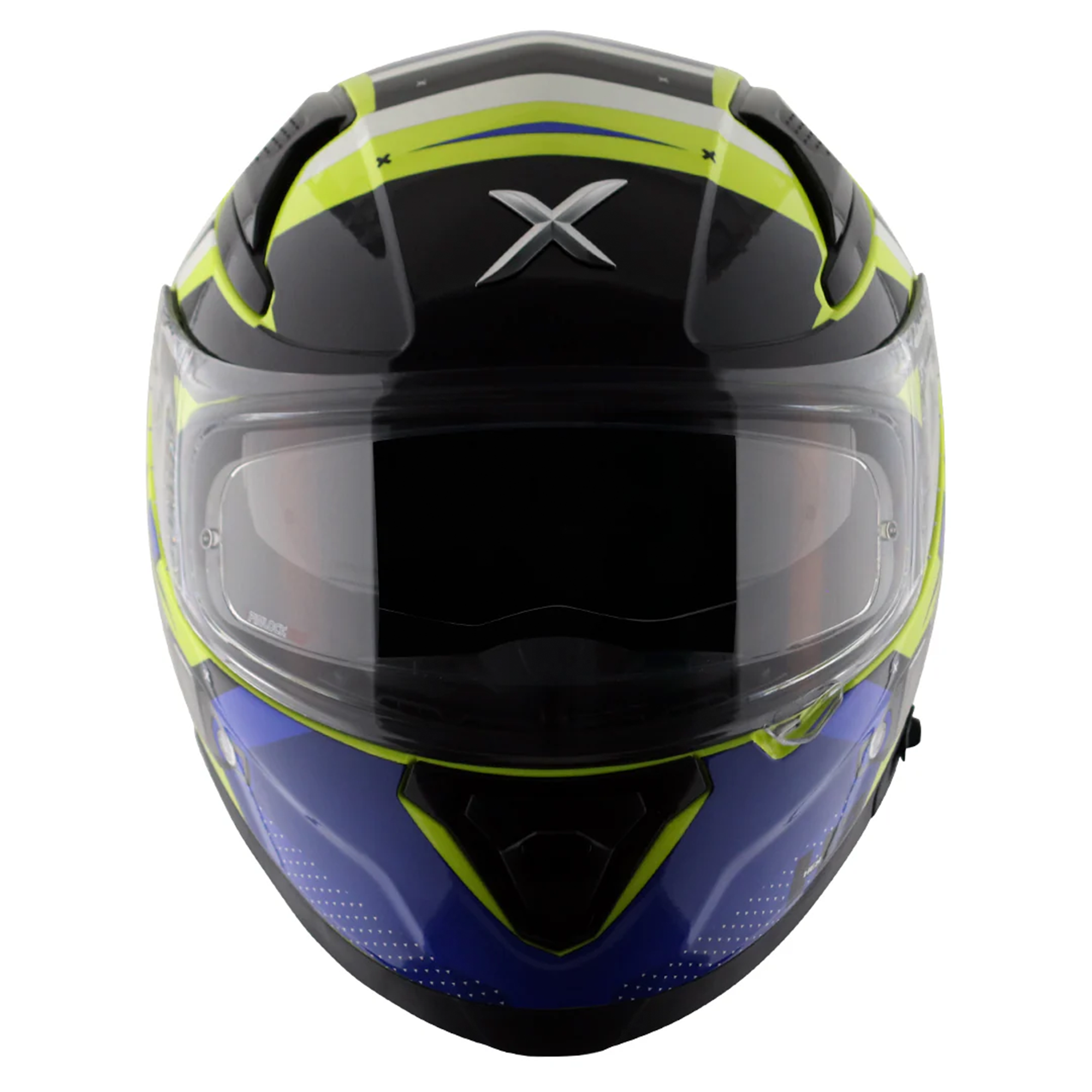 Axor Apex Full Face Motorcycle Helmet - Hex-2 Neon Yellow Blue Gloss