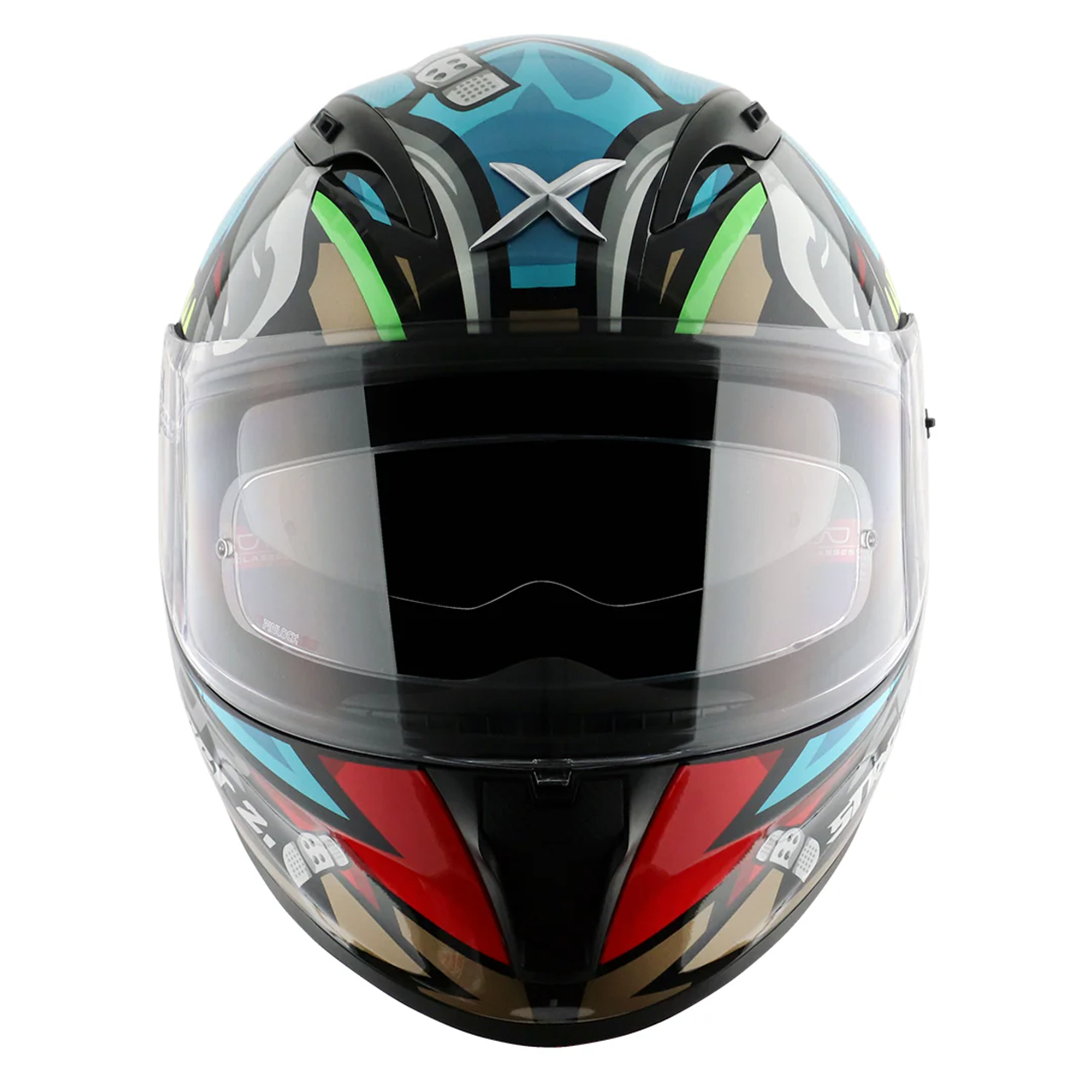 Axor Street Full Face Motorcycle Helmet - Bobby Black Blue Gloss