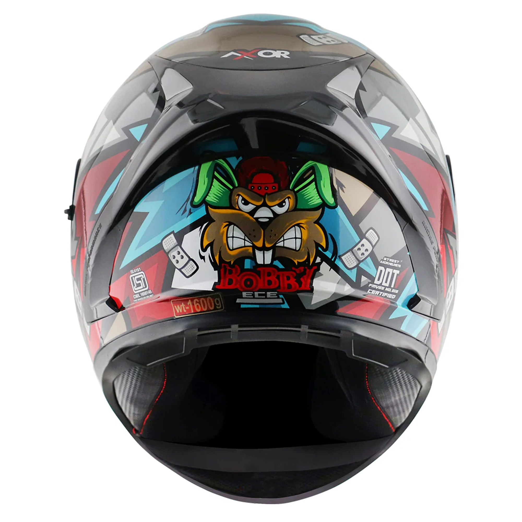 Axor Street Full Face Motorcycle Helmet - Bobby Black Blue Gloss
