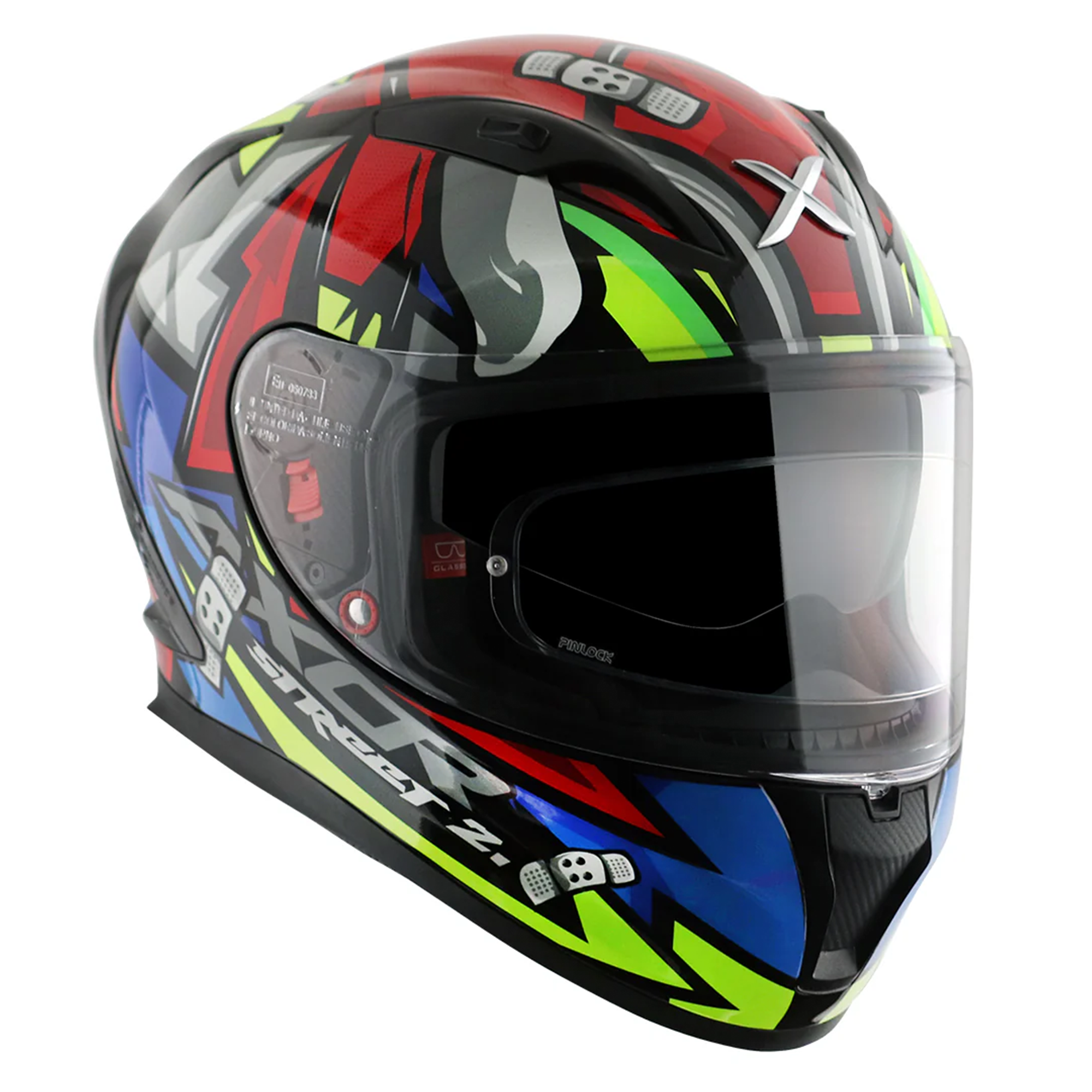 Axor Street Full Face Motorcycle Helmet - Bobby Black Red Gloss