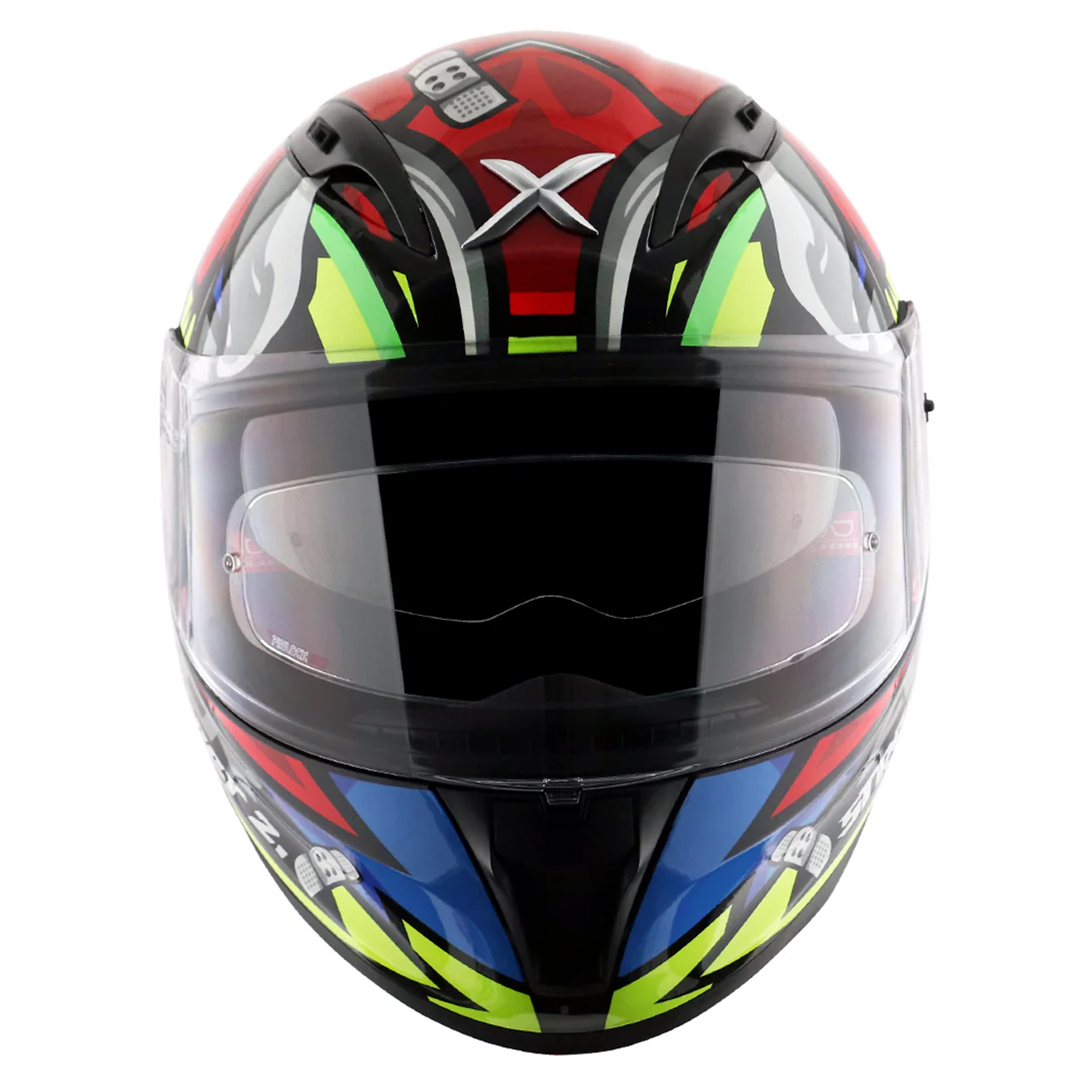 Axor Street Full Face Motorcycle Helmet - Bobby Black Red Gloss