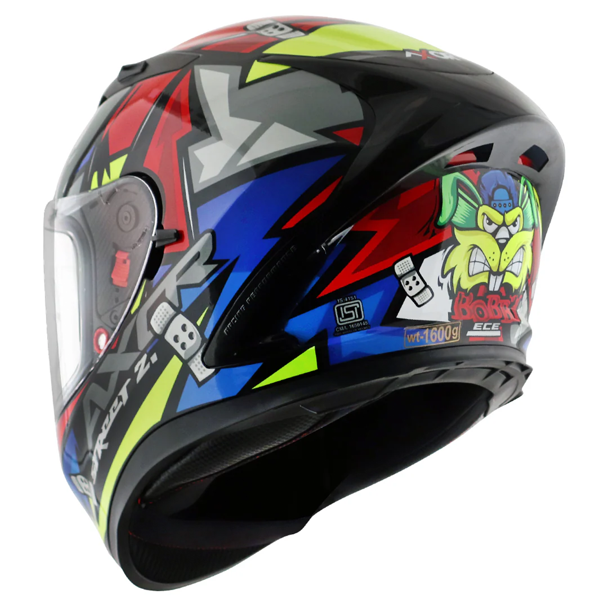 Axor Street Full Face Motorcycle Helmet - Bobby Black Red Gloss